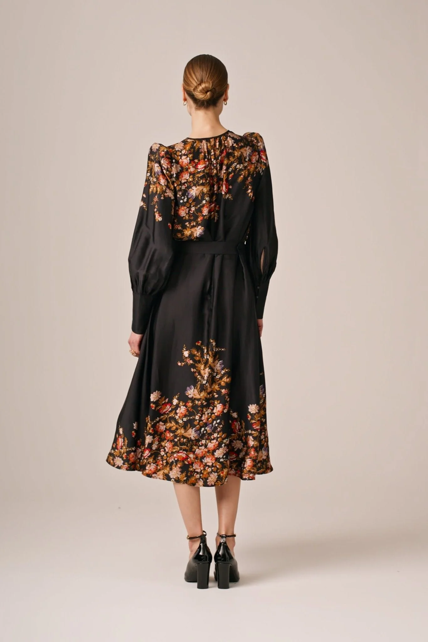 Satin Midi Dress Midnight Blossom - Image 10