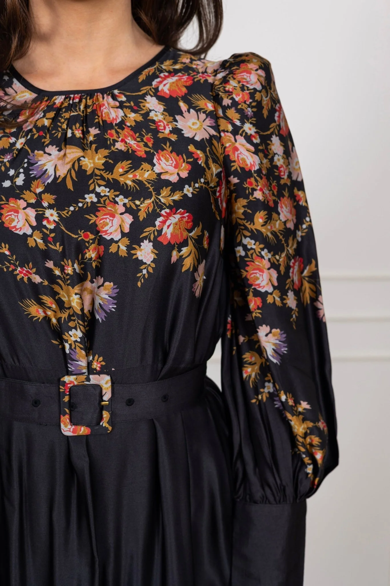Satin Midi Dress Midnight Blossom - Image 6
