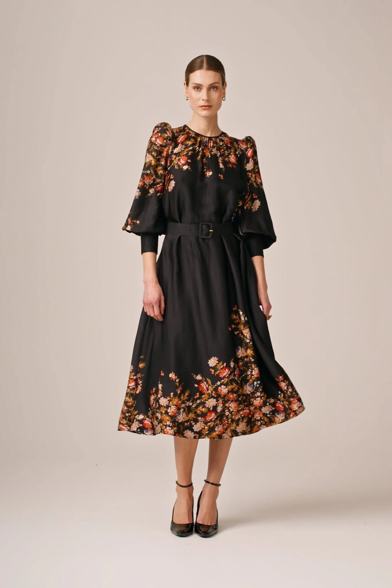 Satin Midi Dress Midnight Blossom - Image 7