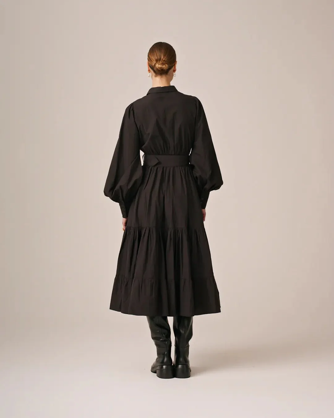 Poplin Midi Shirt Dress Black - Image 10