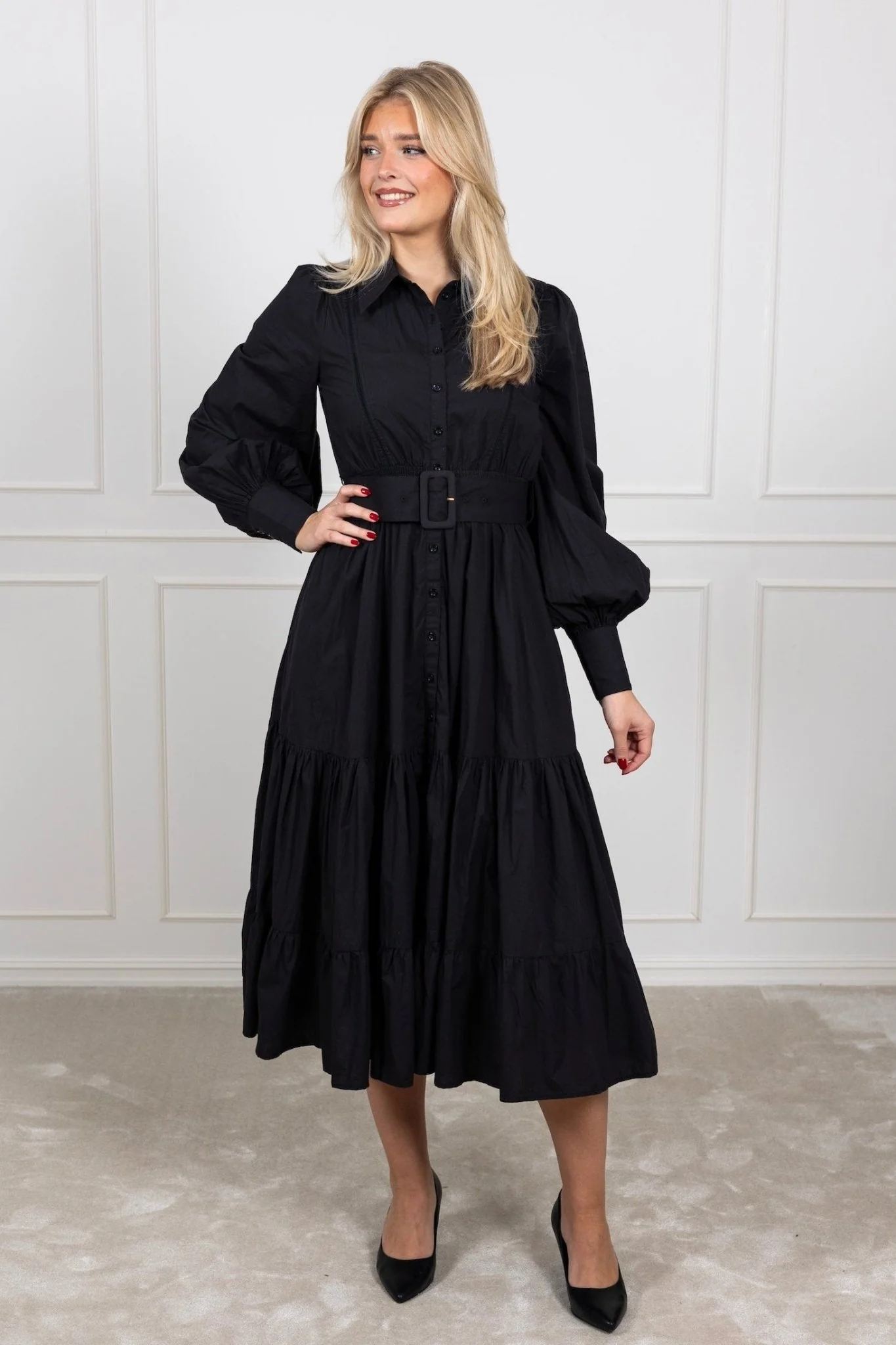 Poplin Midi Shirt Dress Black - Image 2