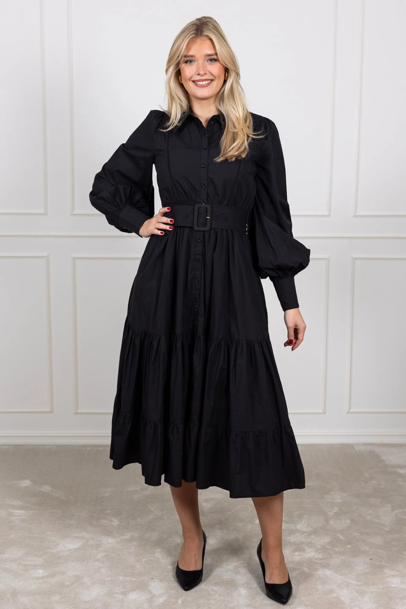 Poplin Midi Shirt Dress Black - Image 5