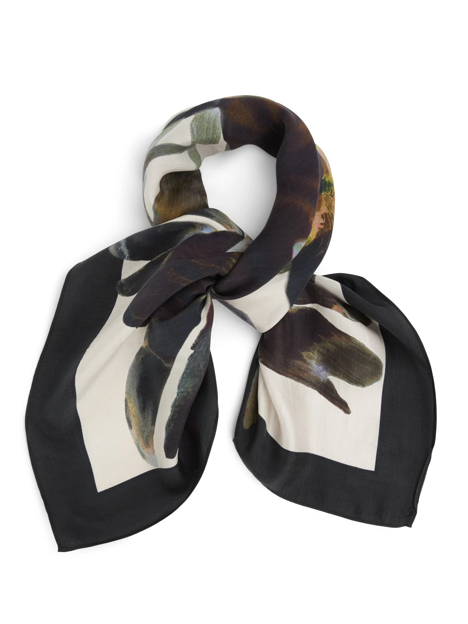Savoy Black Cream Silk Scarf Multi - Image 2