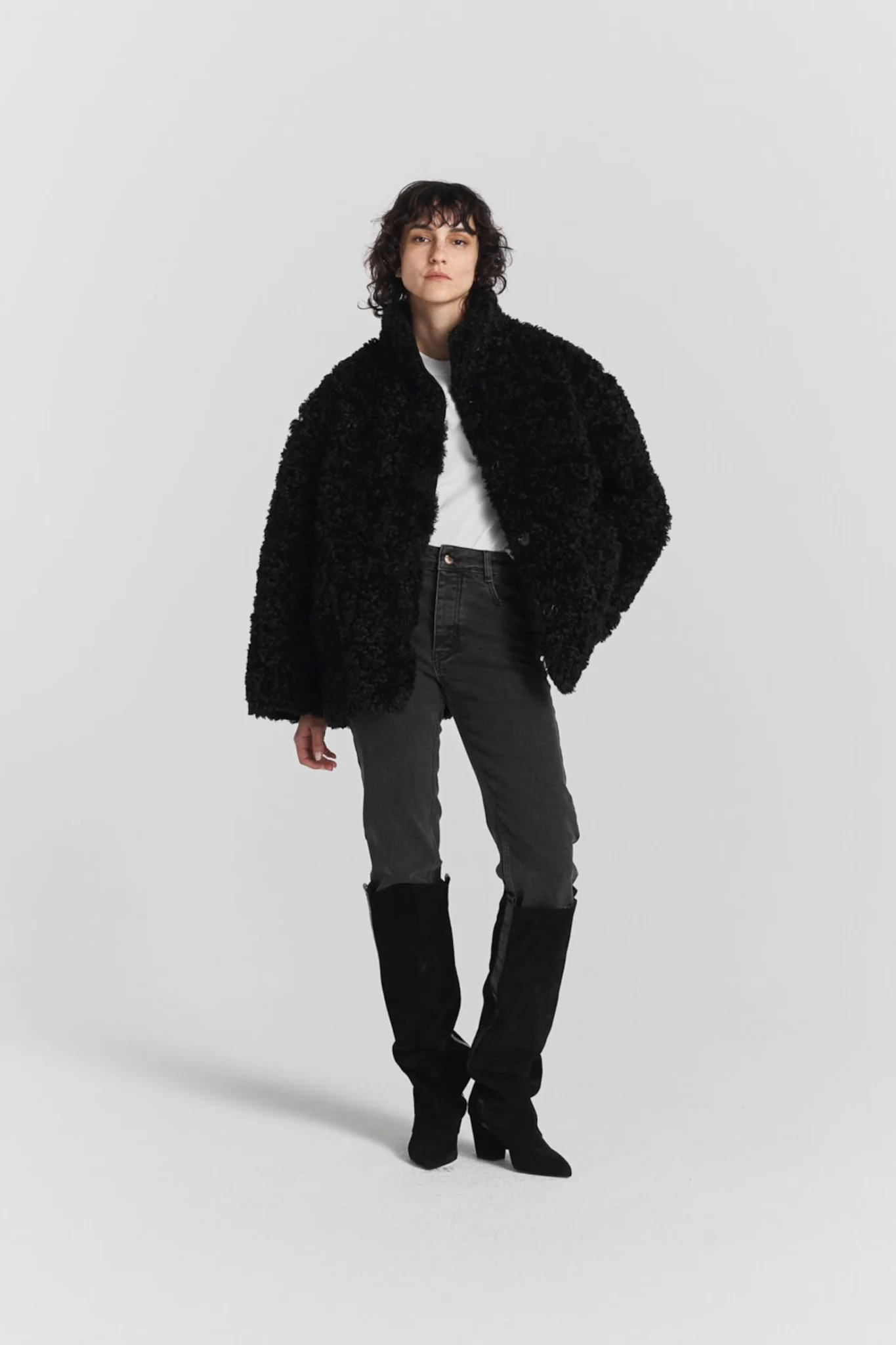 Mia Faux Fur Jacket Black - Image 3