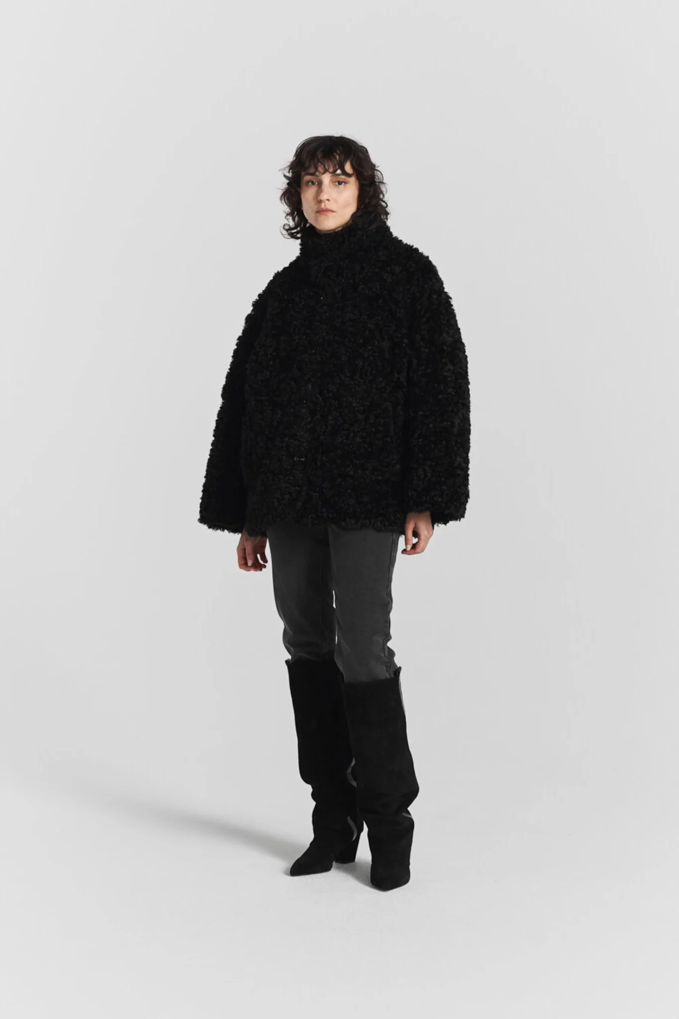 Mia Faux Fur Jacket Black - Image 4