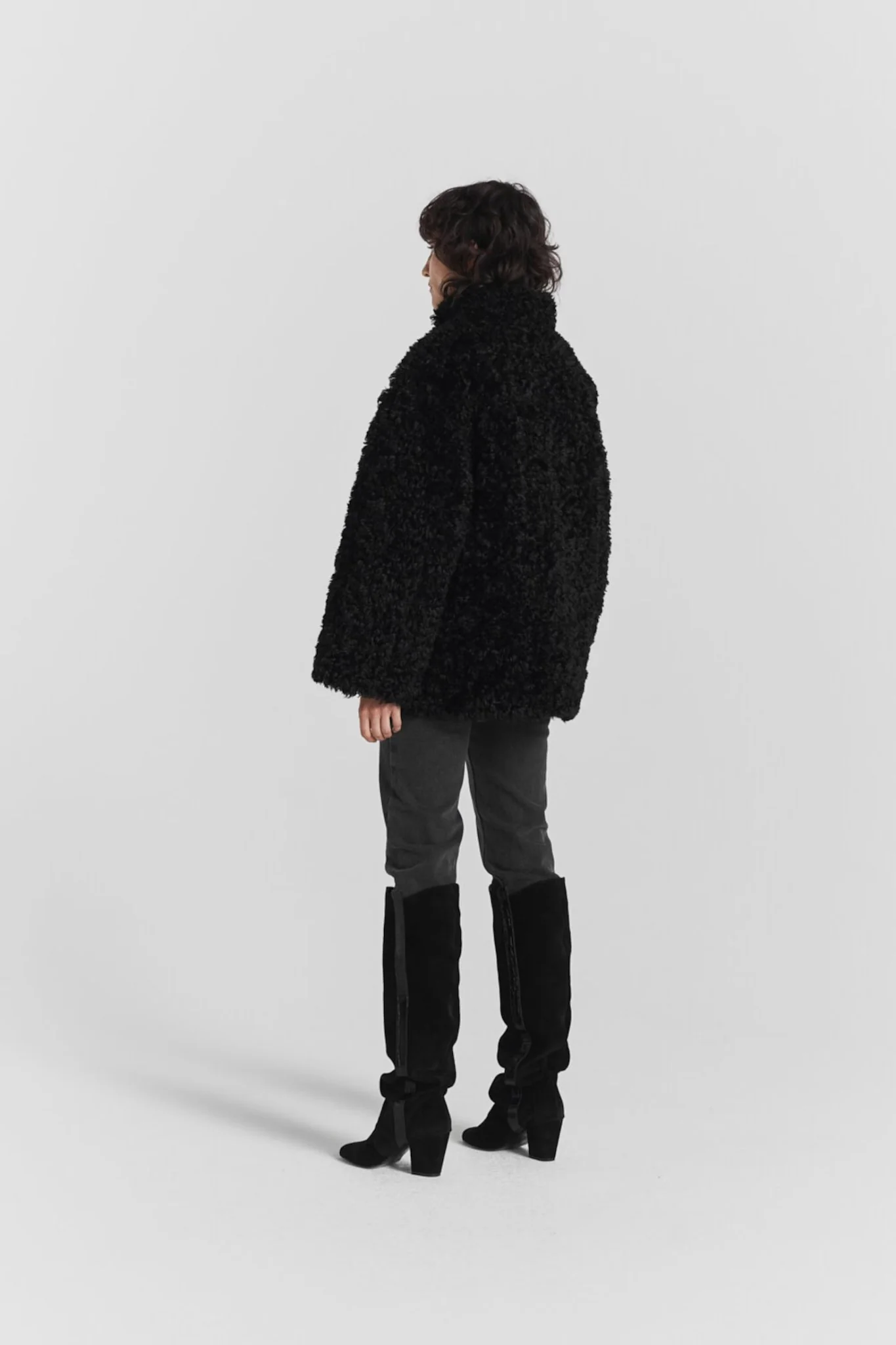 Mia Faux Fur Jacket Black - Image 5