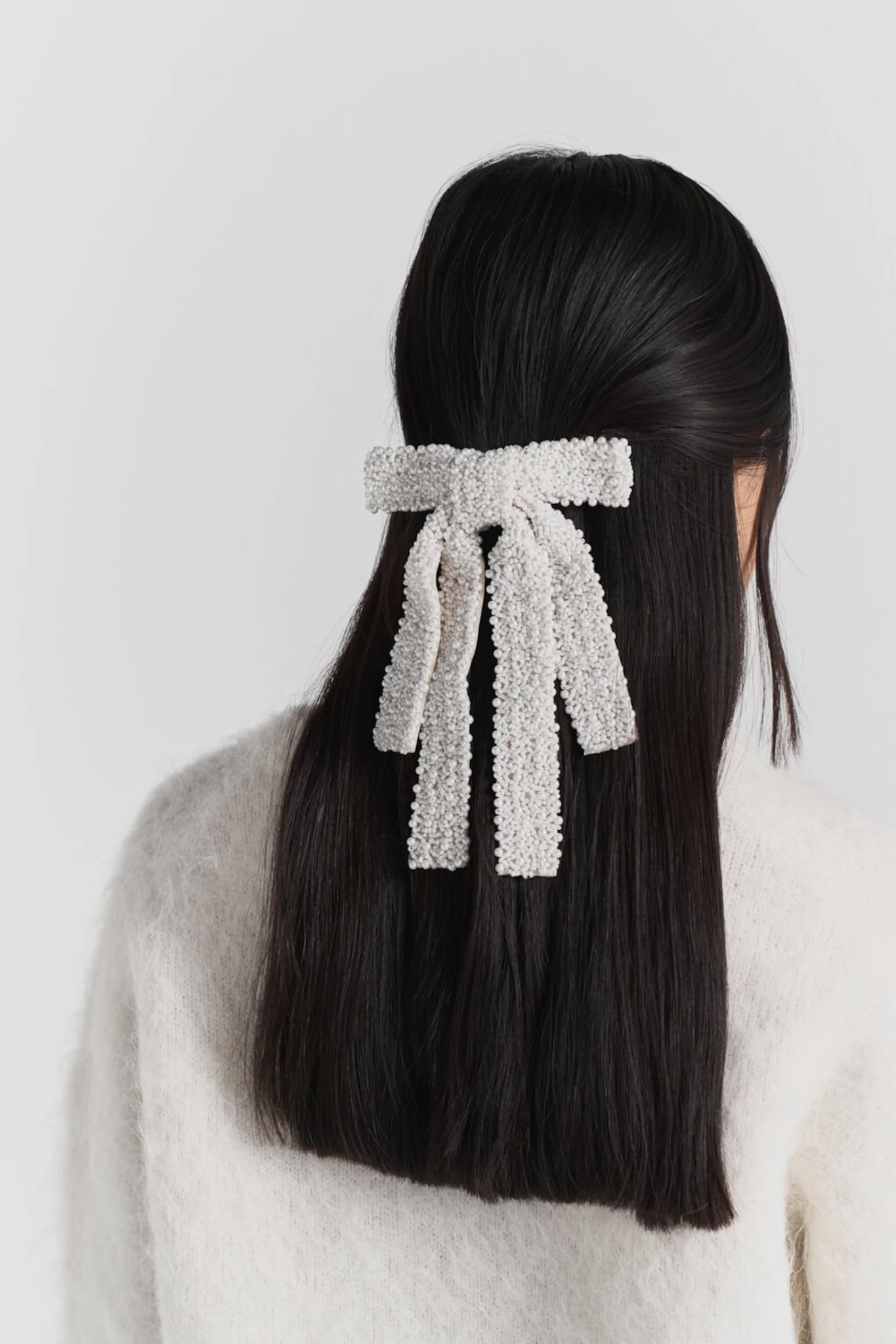 Alba Beaded Bow Off White - Image 2