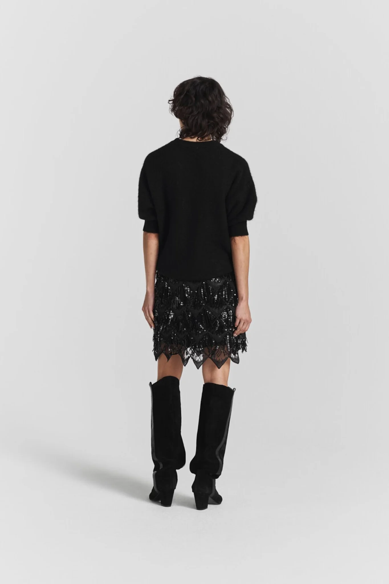 Melvina Sequin Skirt Black - Image 4
