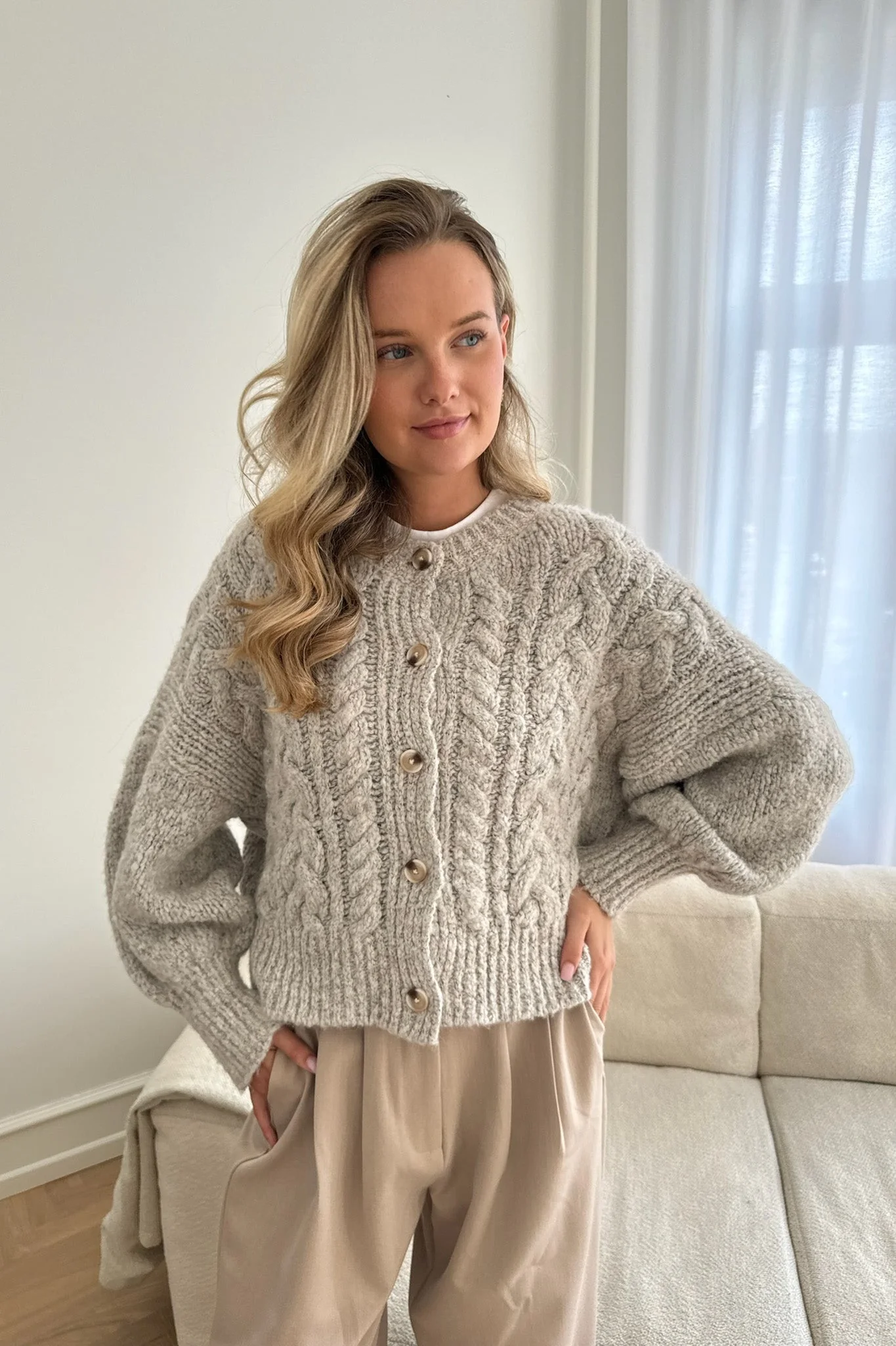 Ella Cardigan Light Greige - Image 6