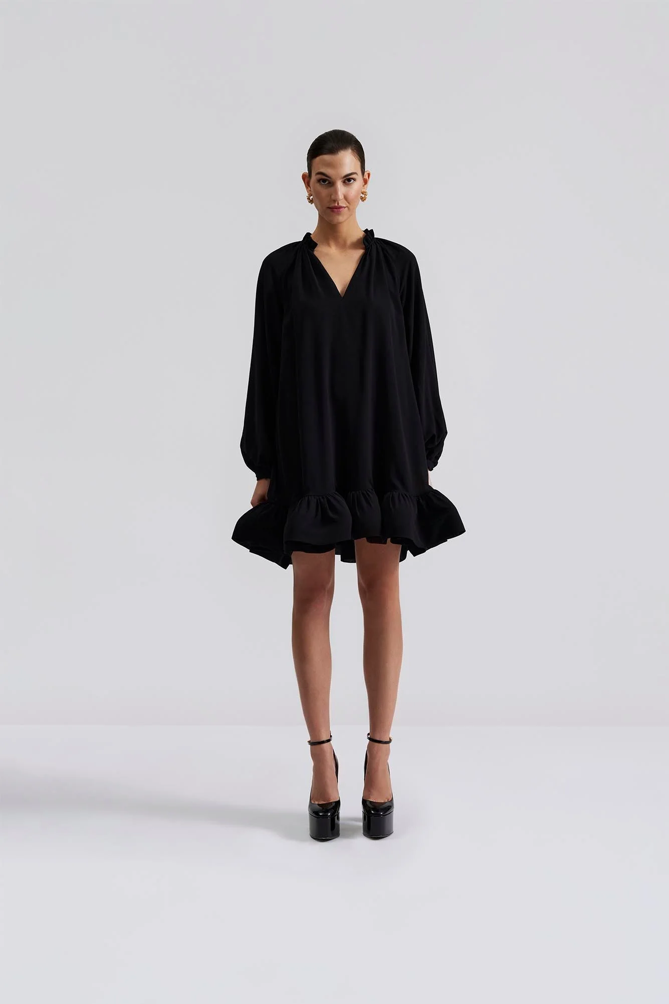 Alva Frill Detailed Mini Dress Black - Image 5