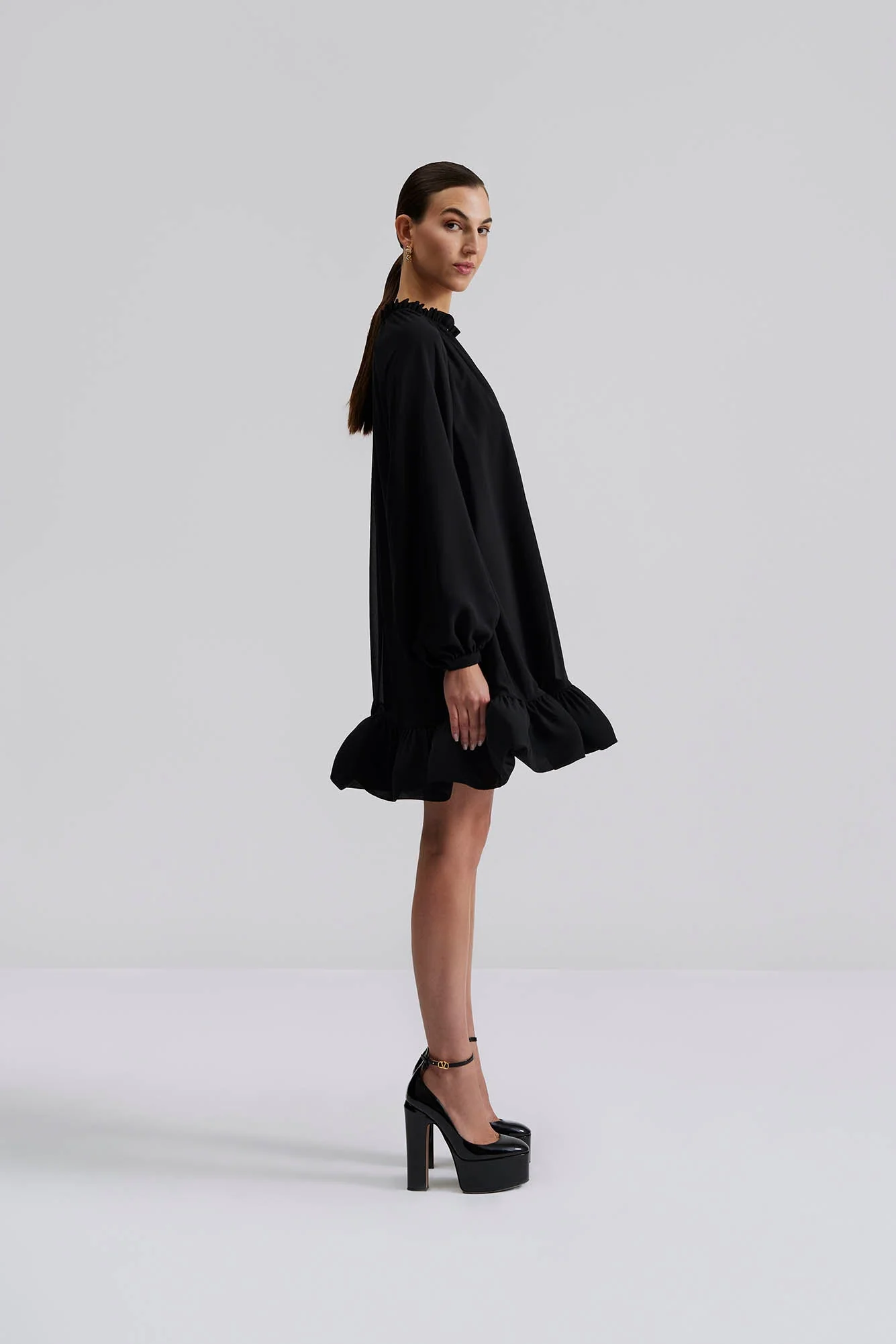 Alva Frill Detailed Mini Dress Black - Image 6