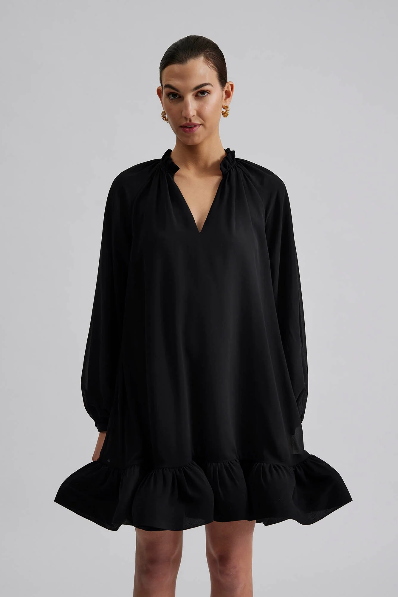 Alva Frill Detailed Mini Dress Black - Image 9
