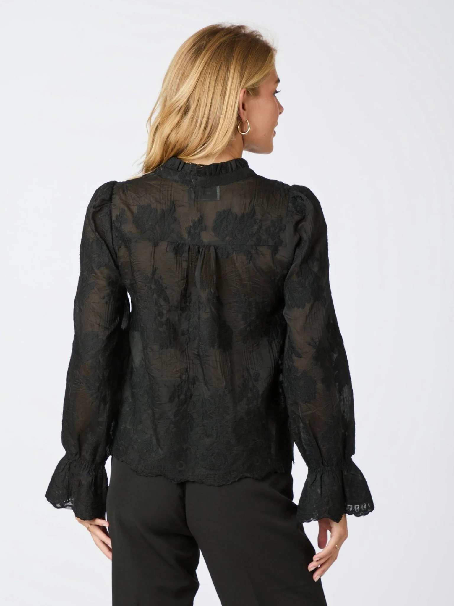 Amara Big Embroidery Blouse Black - Image 7