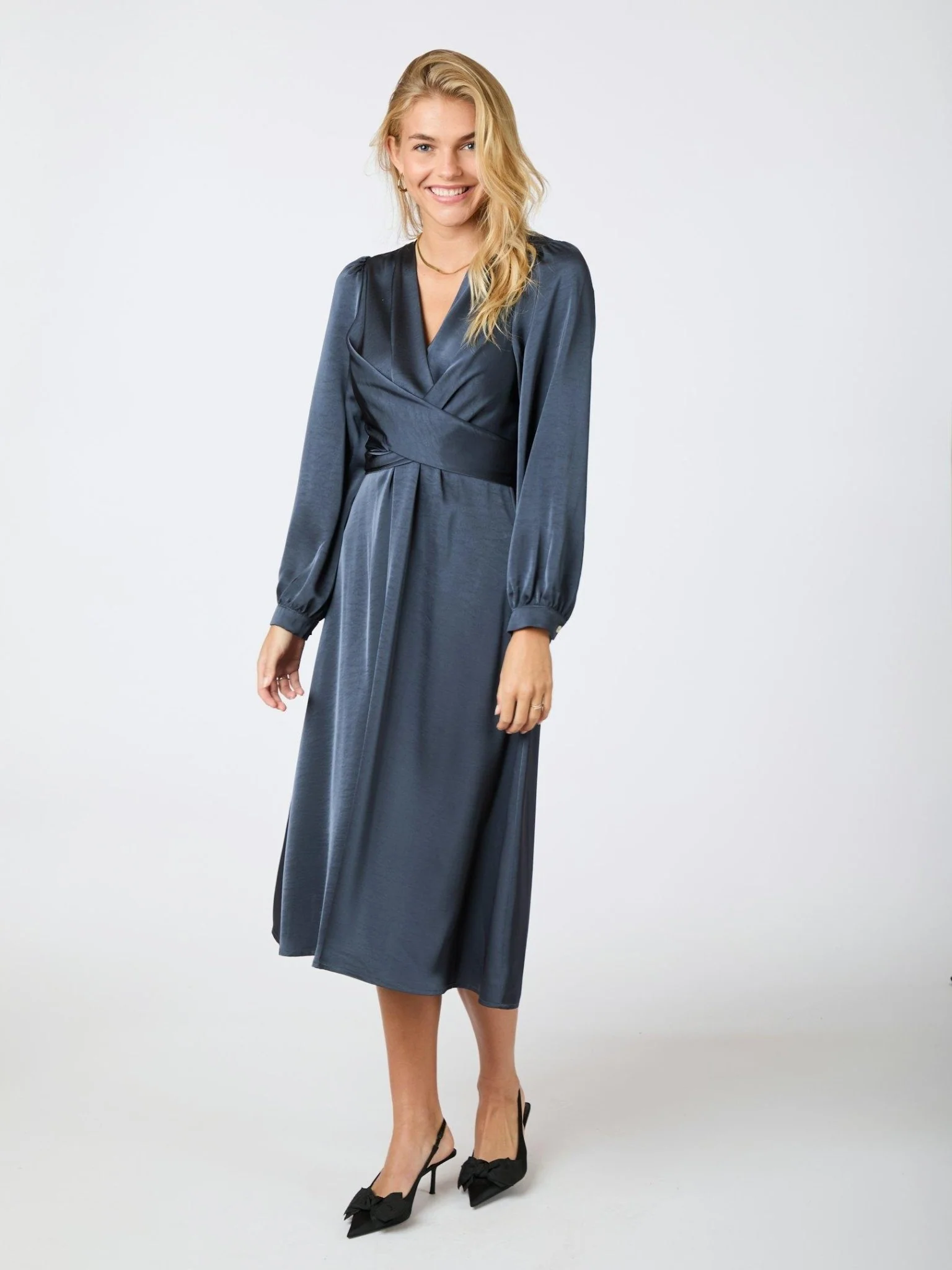 Rimini Heavy Sateen Dress Midnight Blue - Image 5