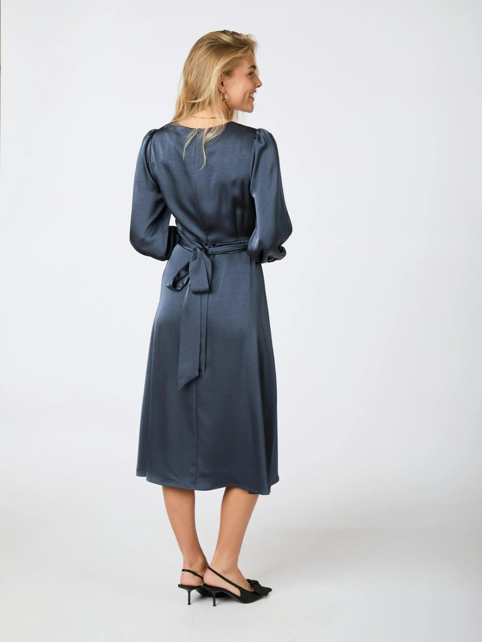 Rimini Heavy Sateen Dress Midnight Blue - Image 6