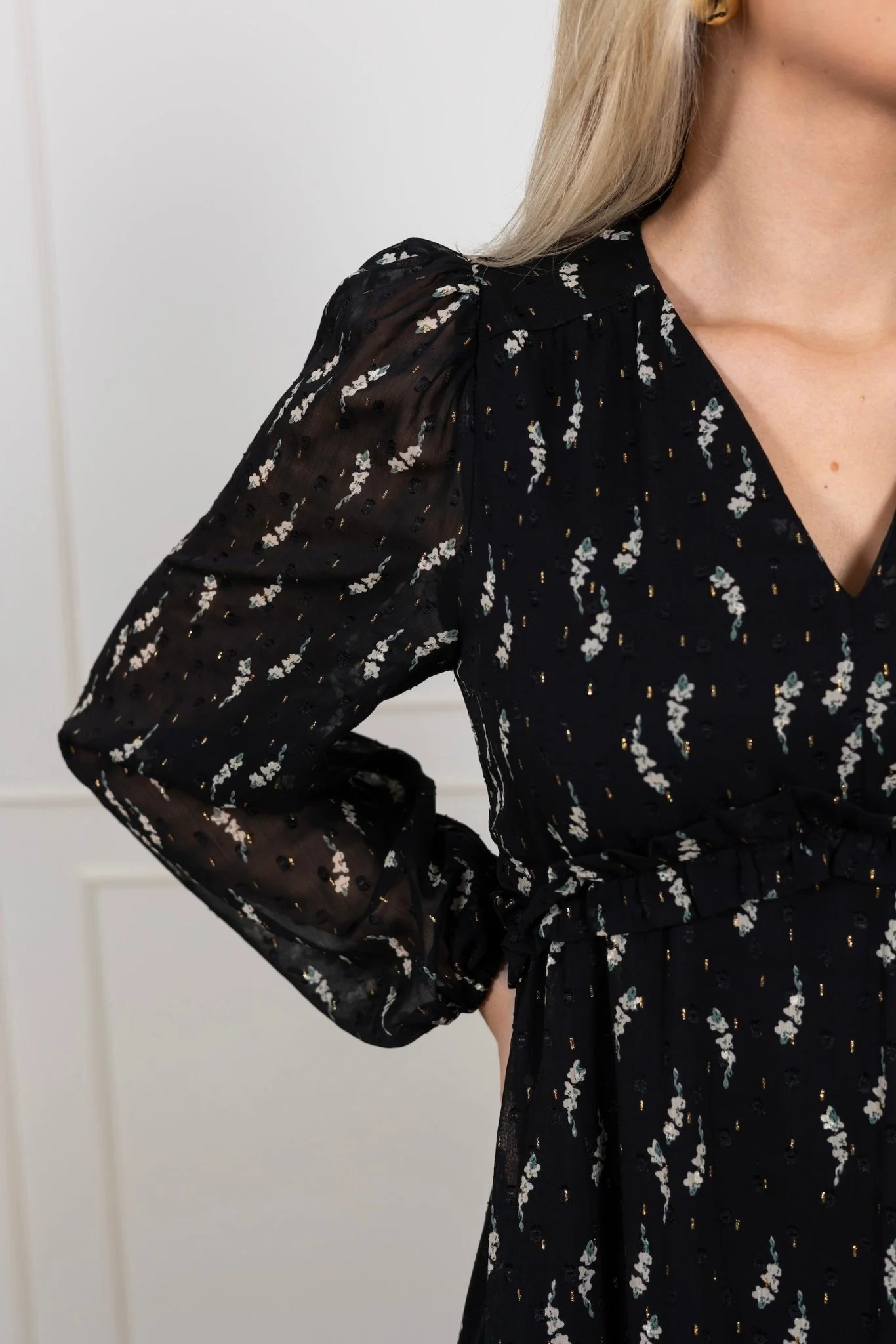 Bethie Flower Branch Dress Black - Image 6