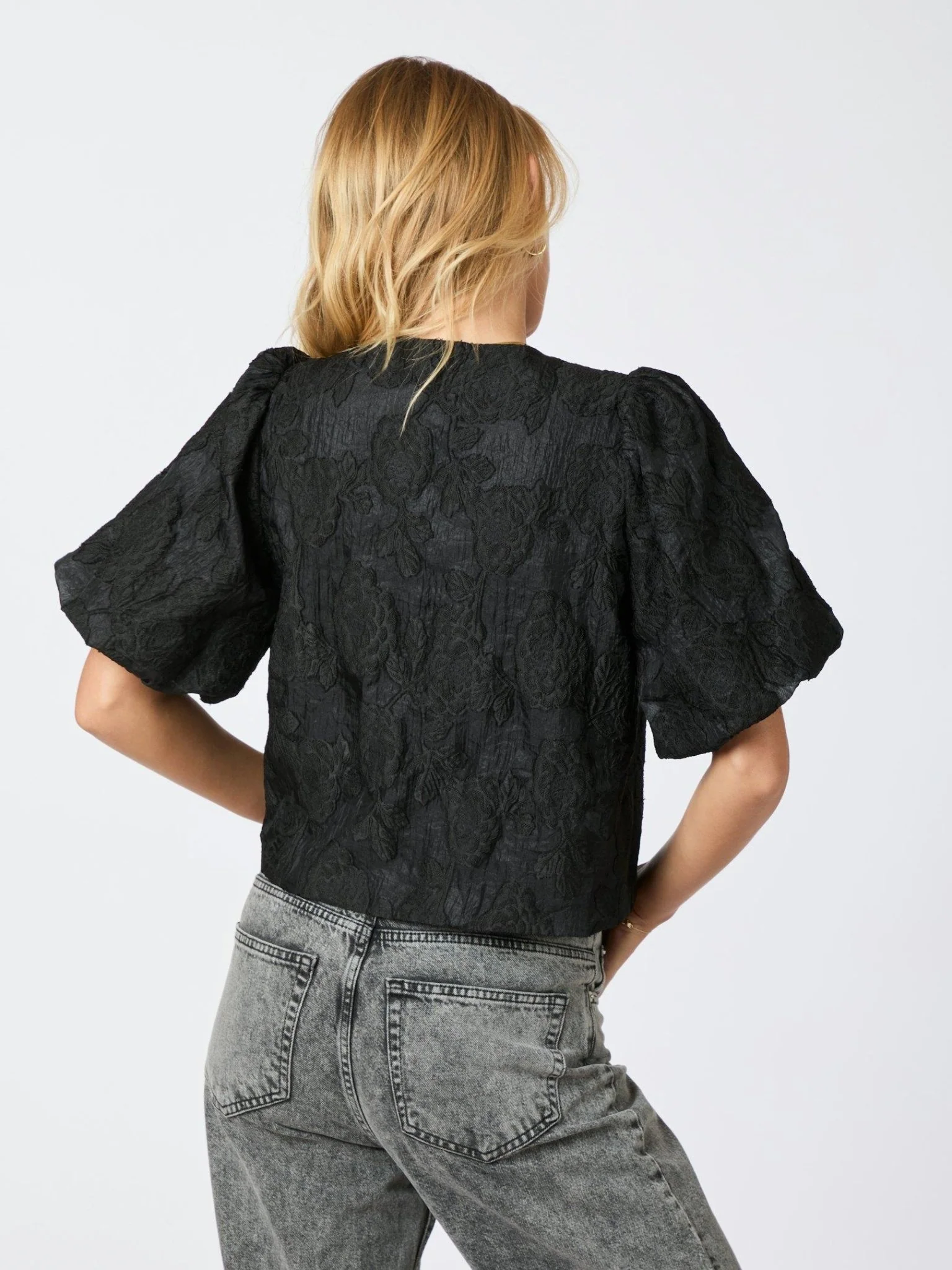 Aska Jacquard Blouse Black - Image 4