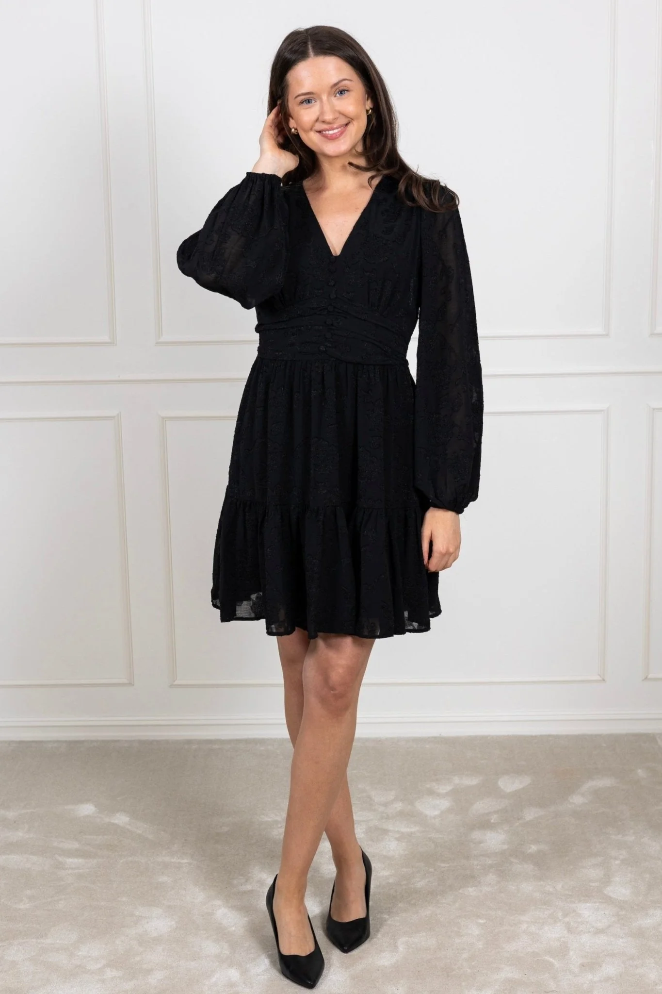 Rihana Burnout Dress Black - Image 4
