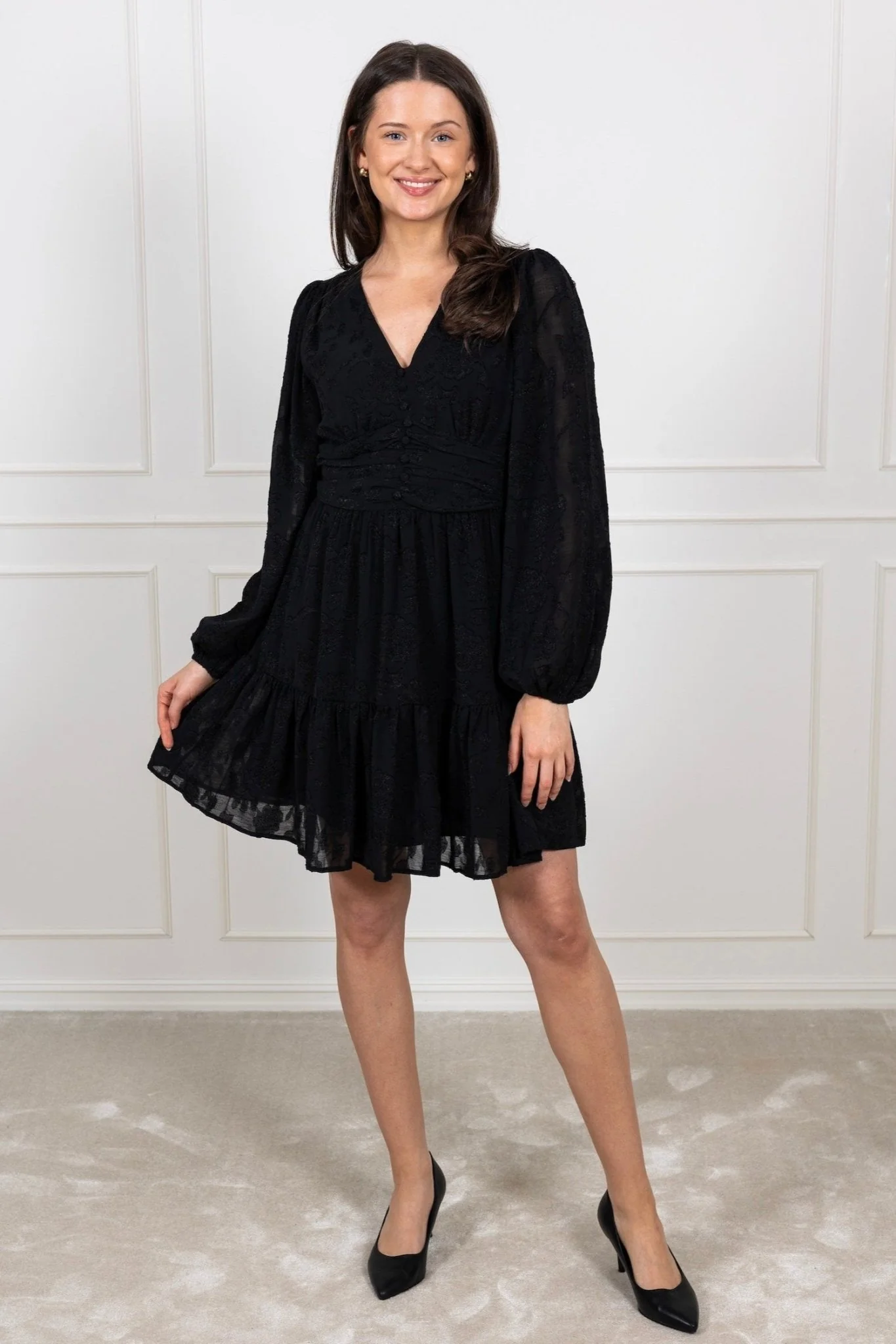 Rihana Burnout Dress Black - Image 5