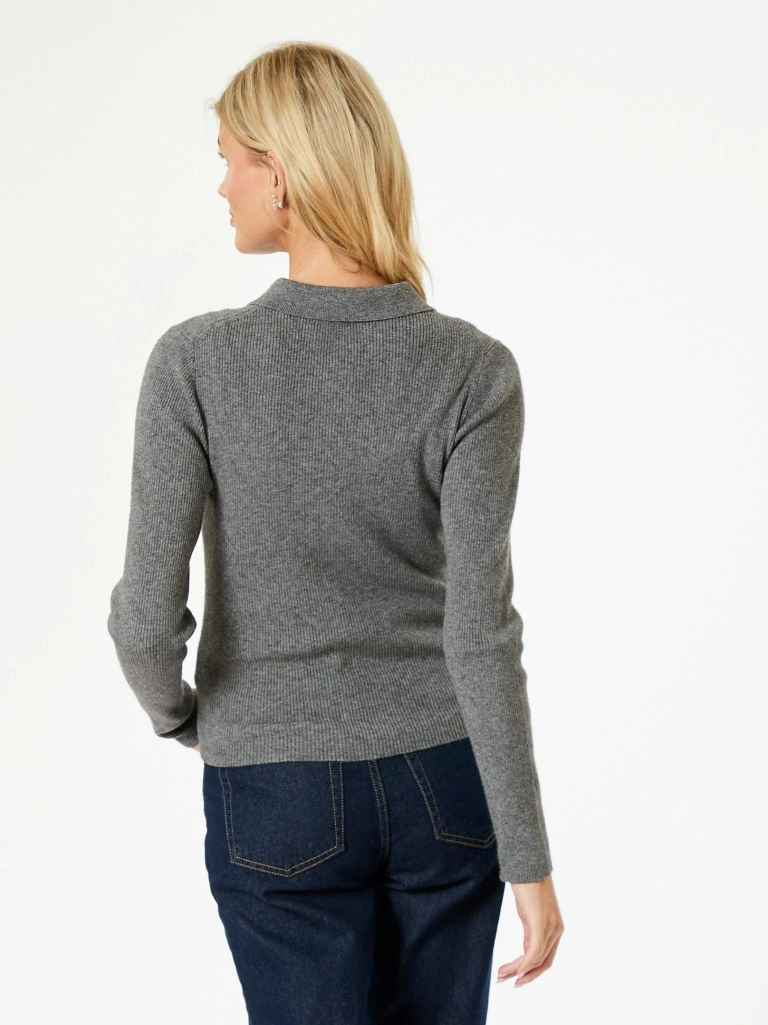 Panama Knit Blouse Dark Grey Melange - Image 7