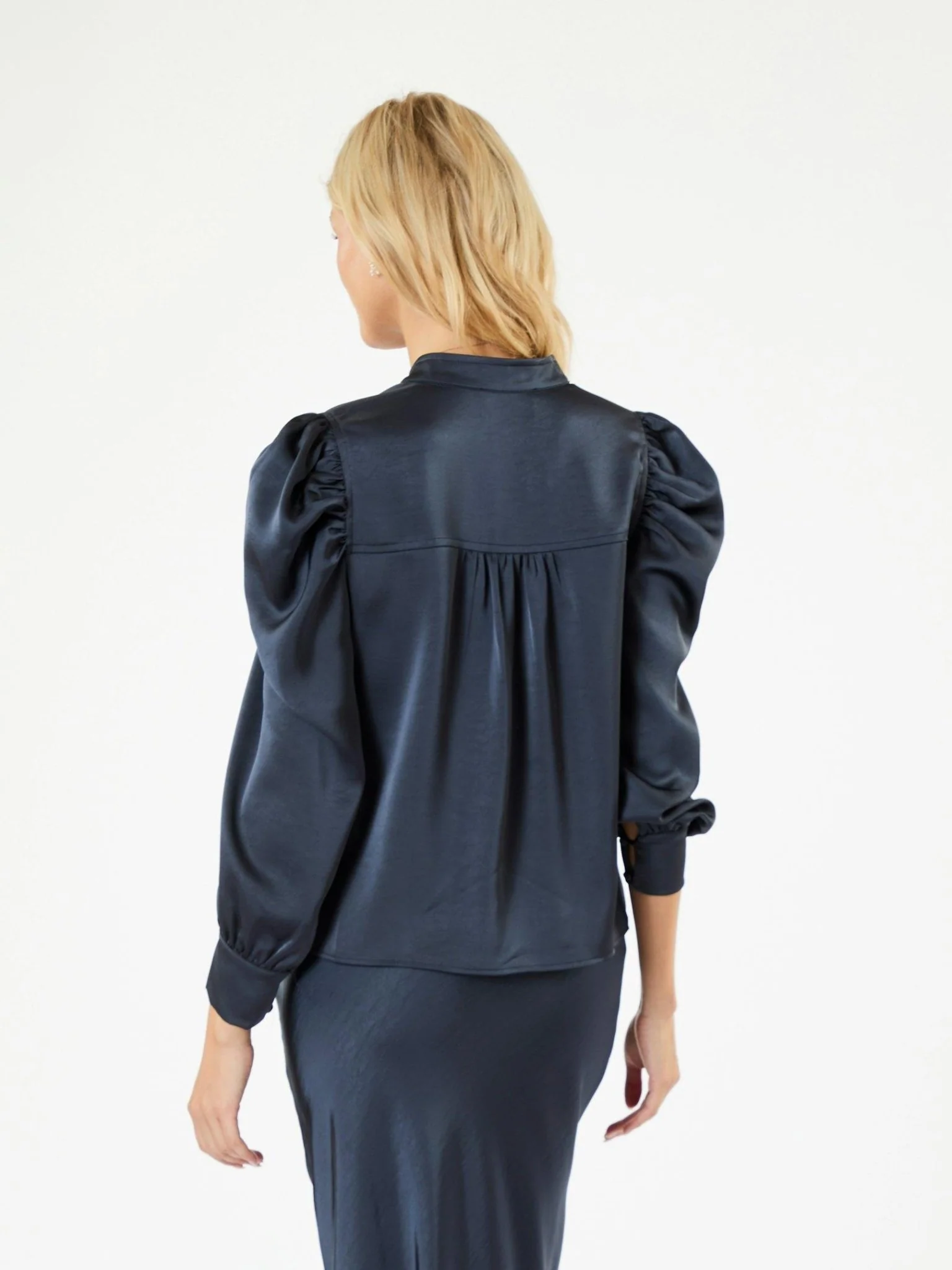 Rosslyn Heavy Sateen Blouse Midnight Blue - Image 4