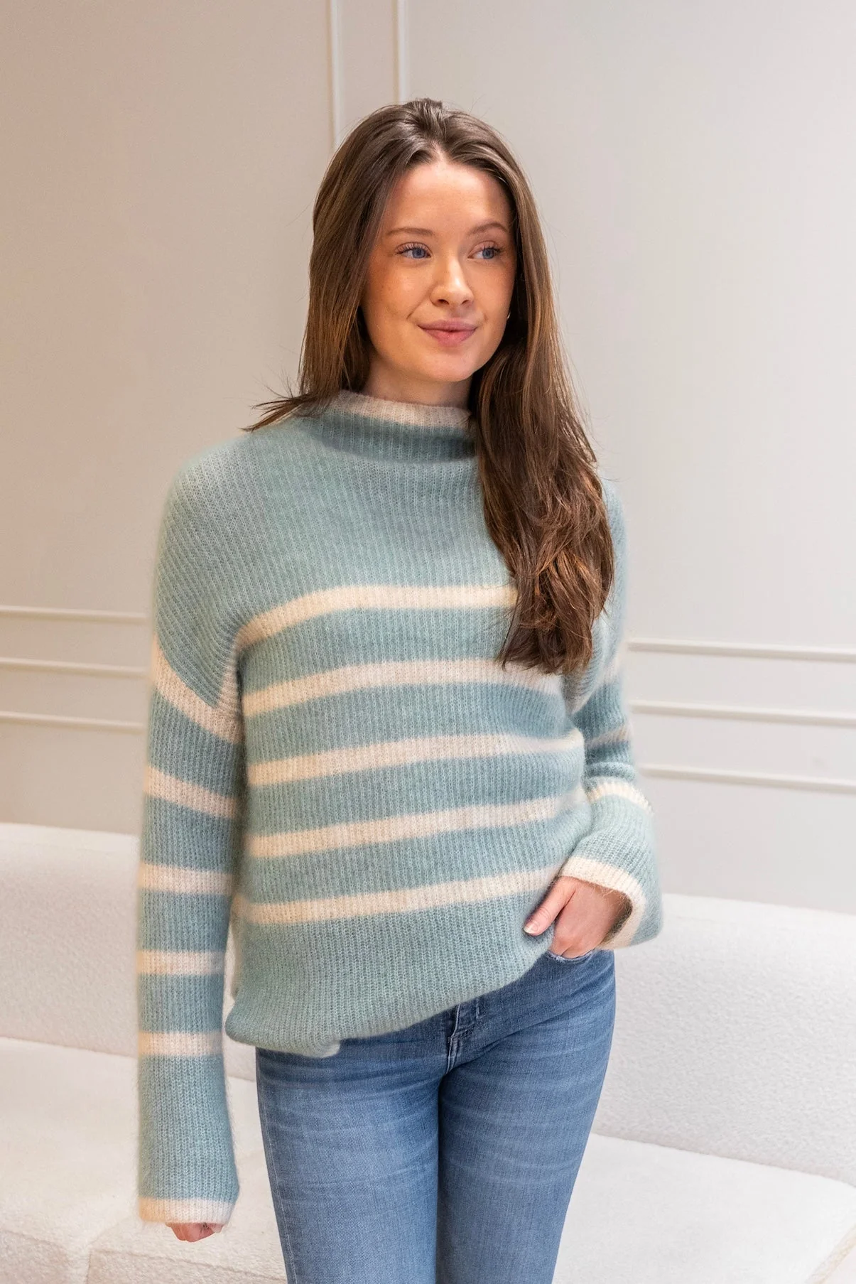 Ovalis Knit T-Neck Slate Green - Image 2