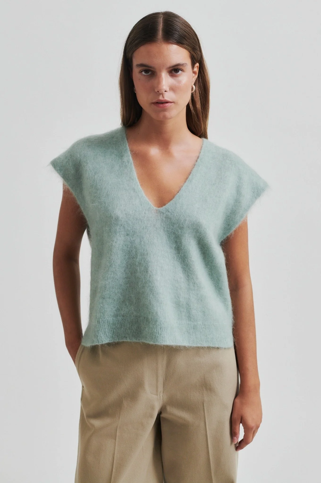 Camryn Knit Vest Slate Green - Image 2