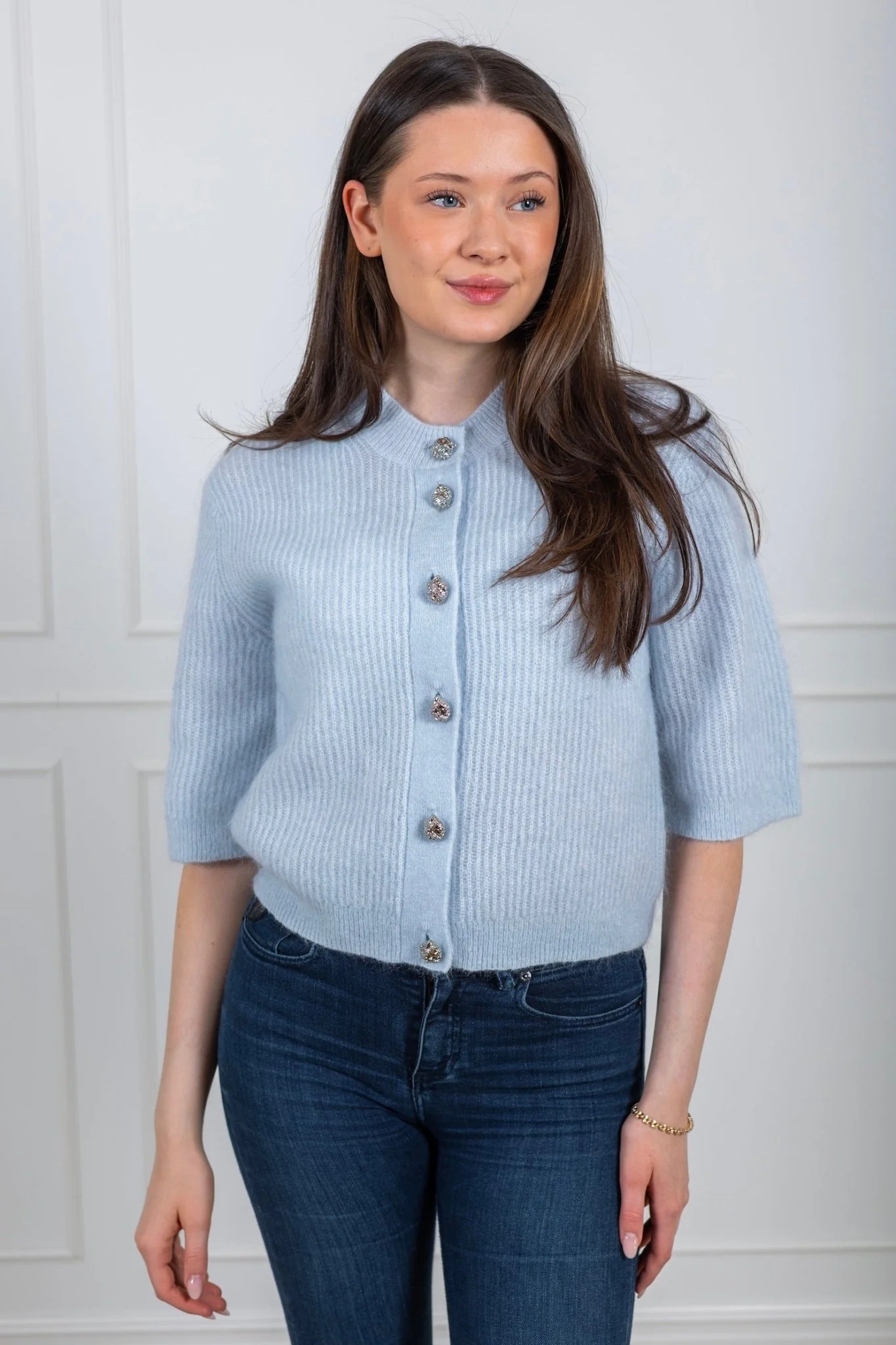 Andria Knit Cardigan Skywriting