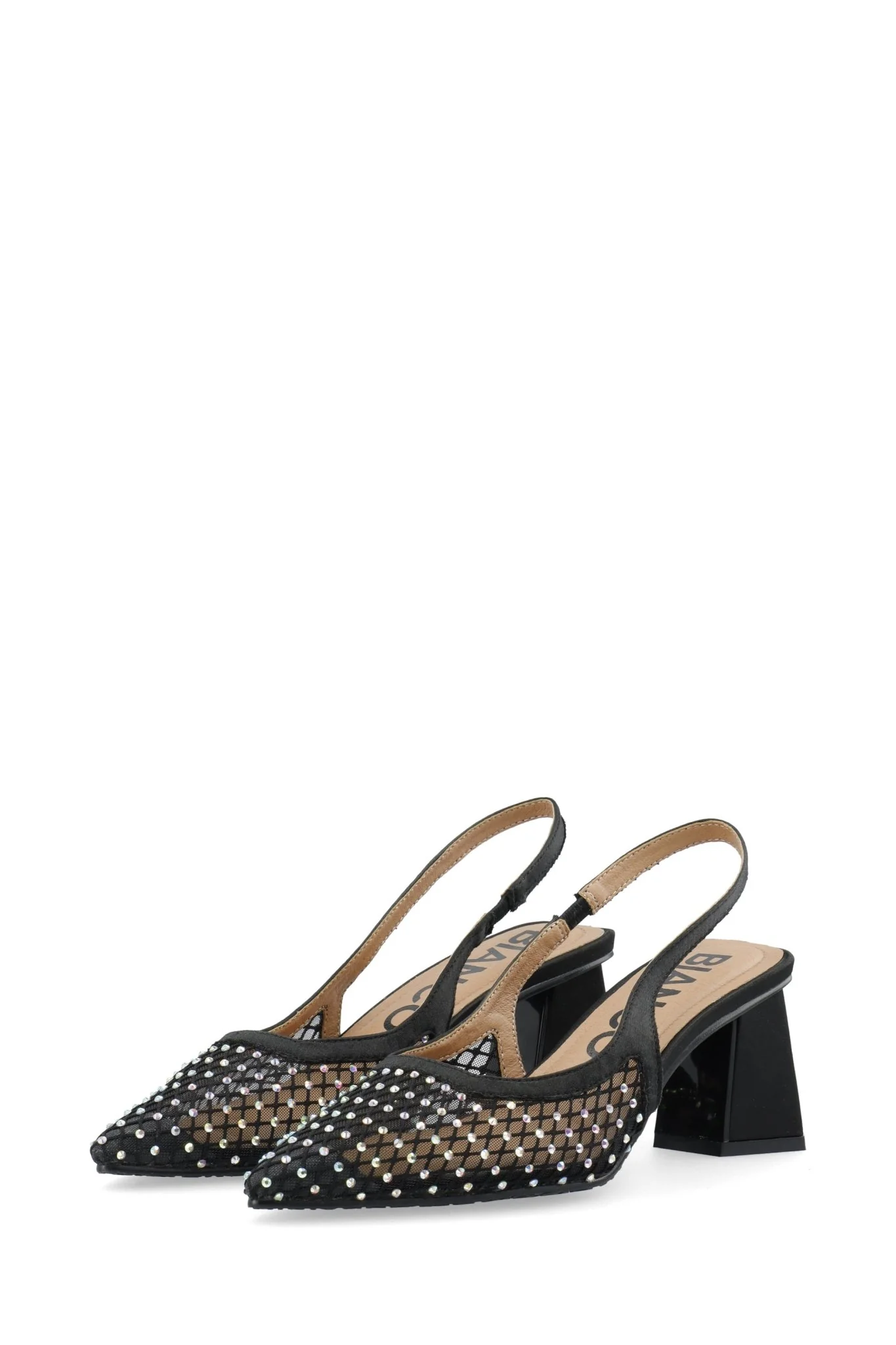 Biamaralyn Slingback Rhinestone Mesh Black - Image 3