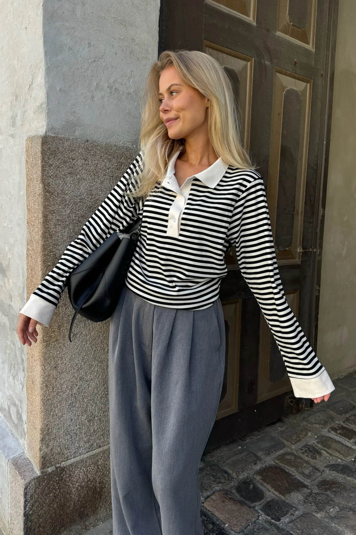 Carly Polo Black Stripes