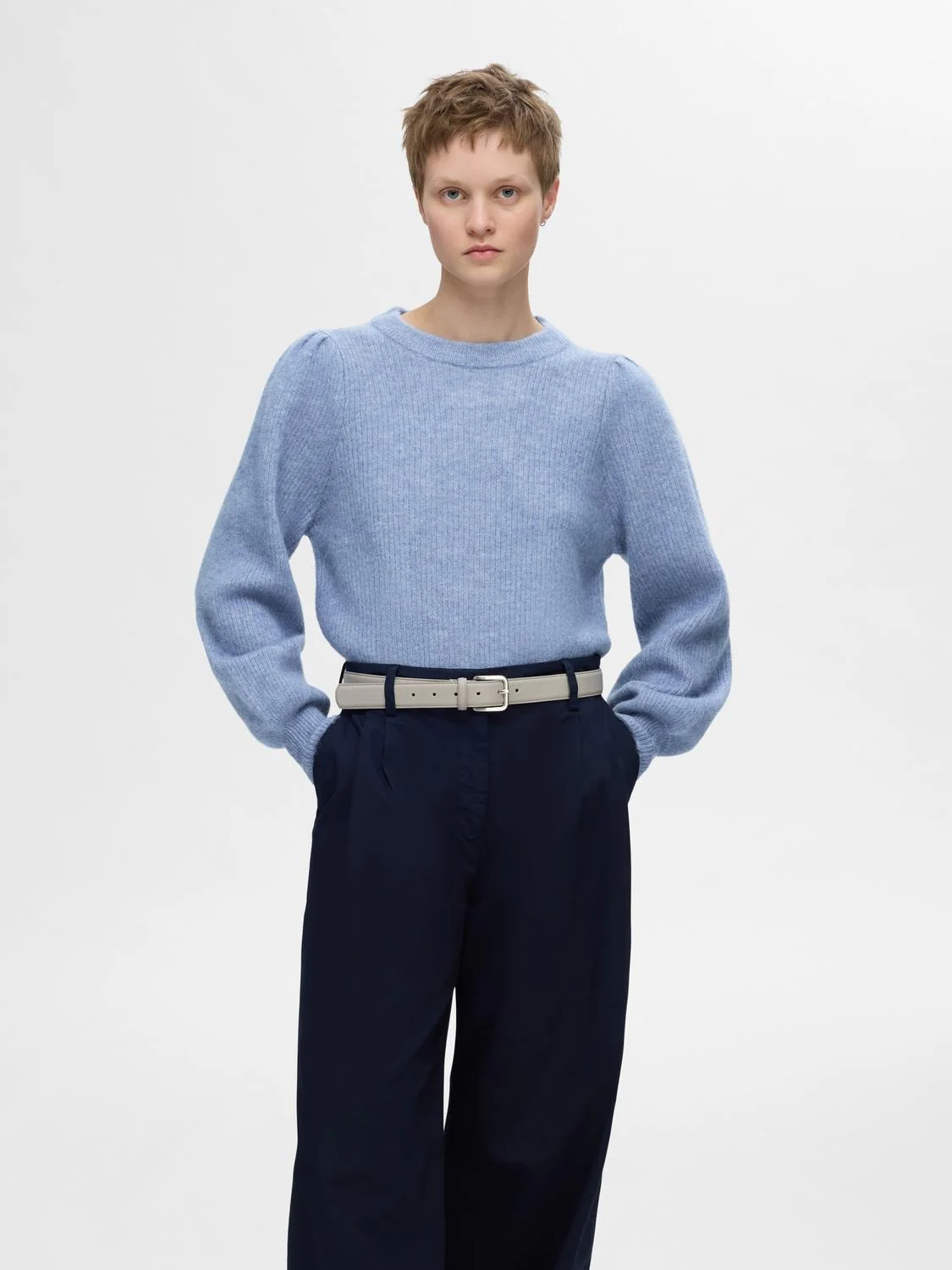 Lulu Ls Knit Rib O-Neck Endless Sky Melange - Image 2