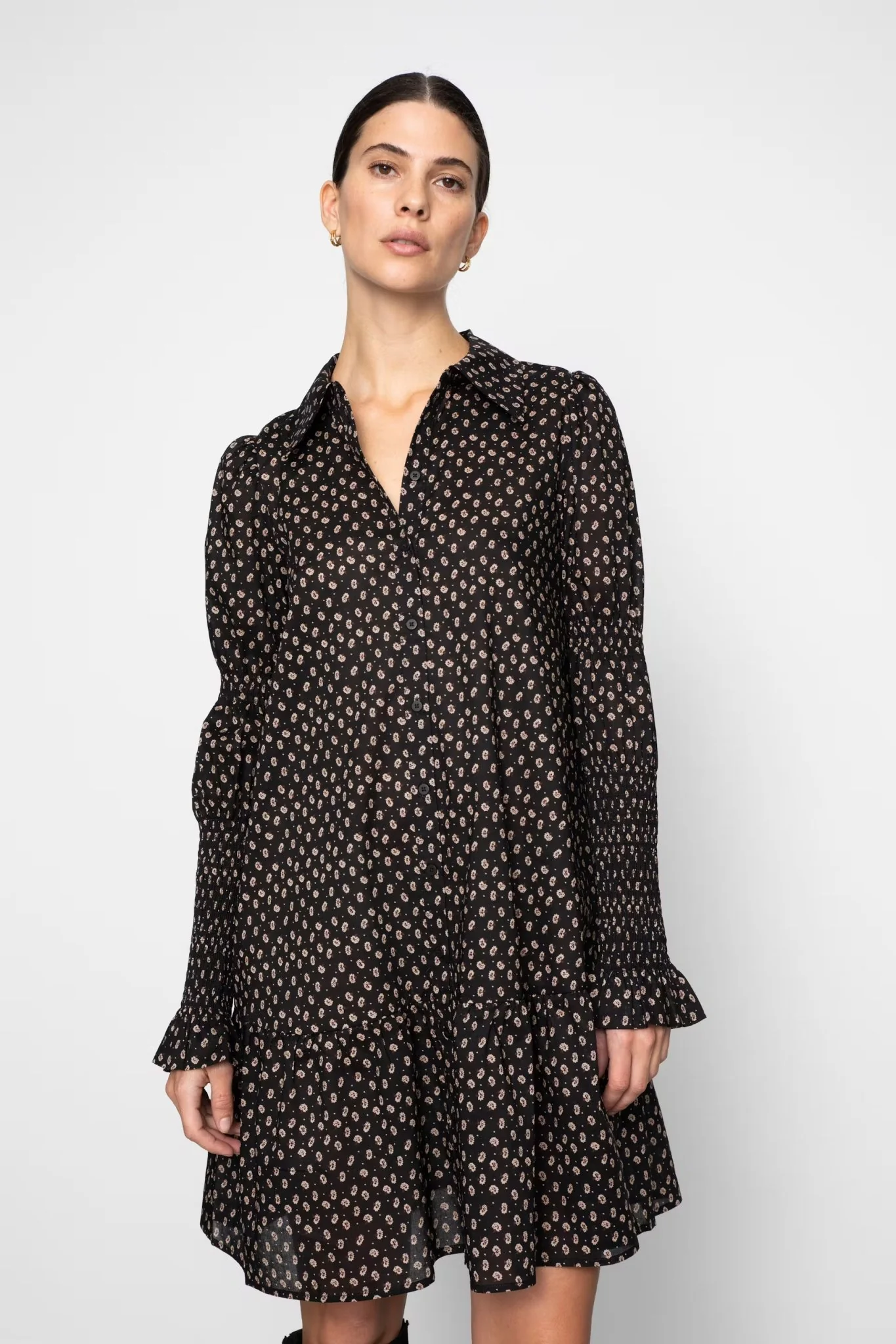 Lara Dress Taupe Flower Print - Image 10