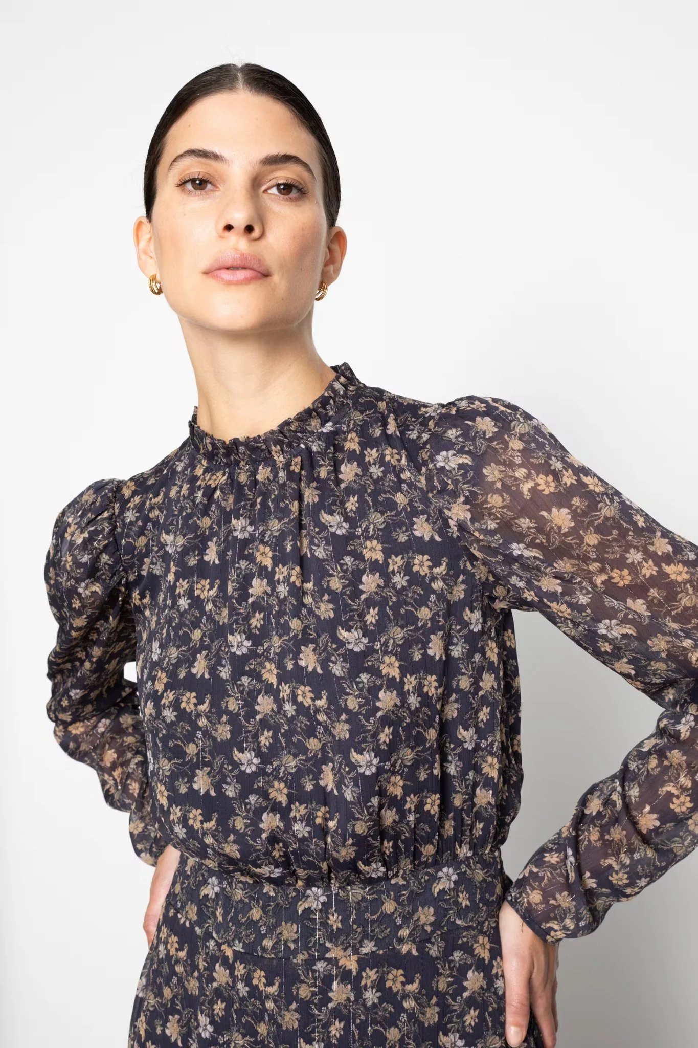 Nora Dress Navy Dahlia Print - Image 9