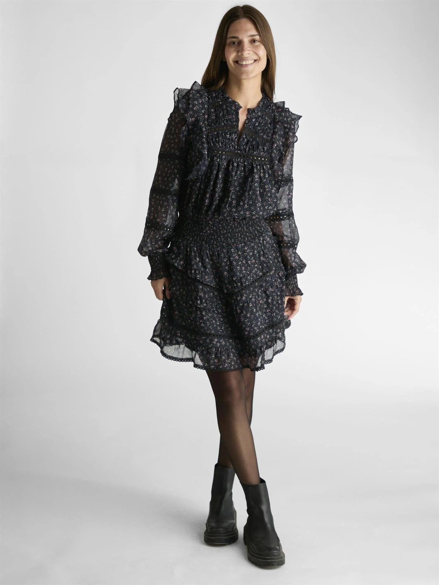 Harmoni Mini Rose Dress Black - Image 2