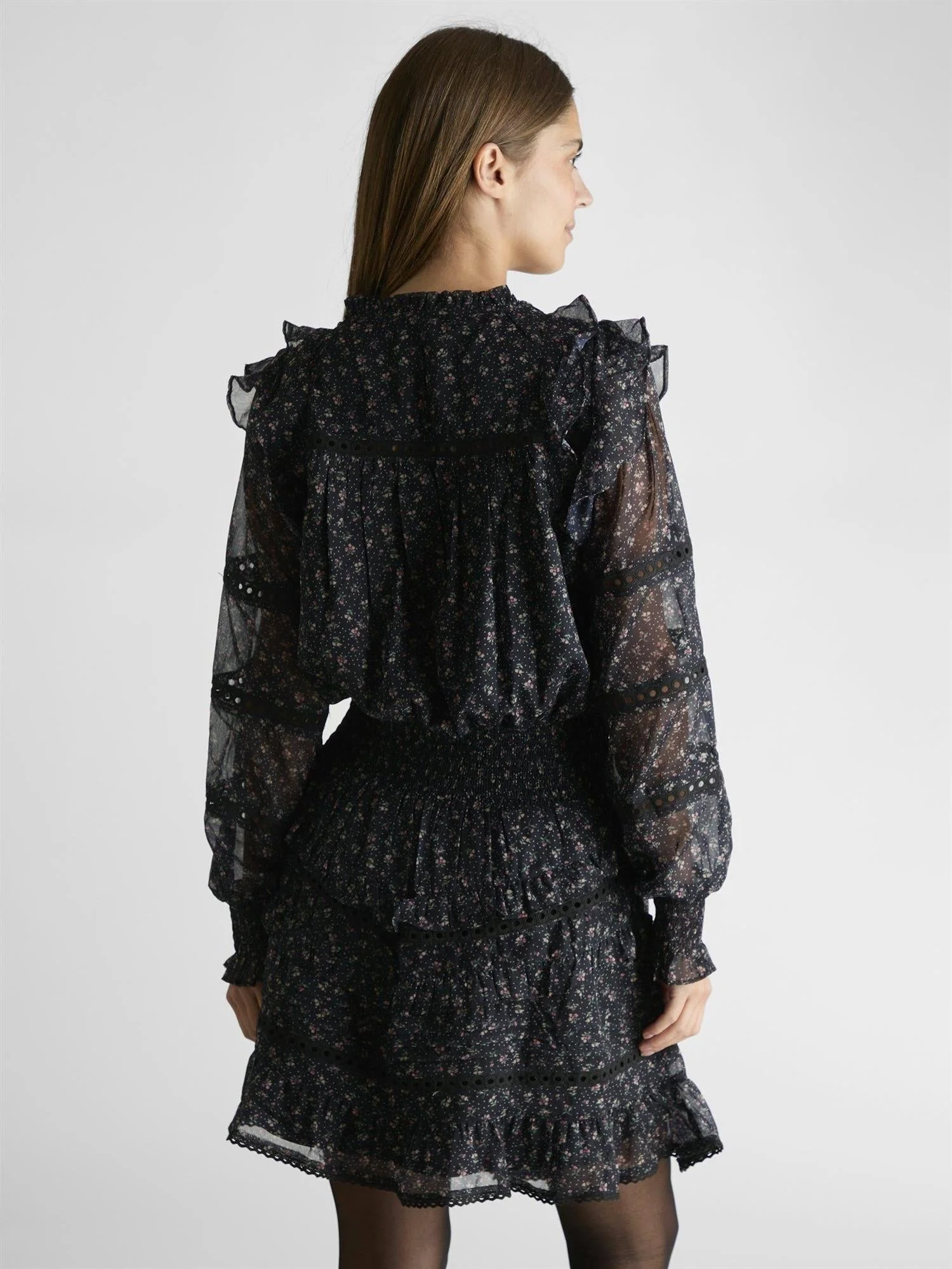 Harmoni Mini Rose Dress Black - Image 3