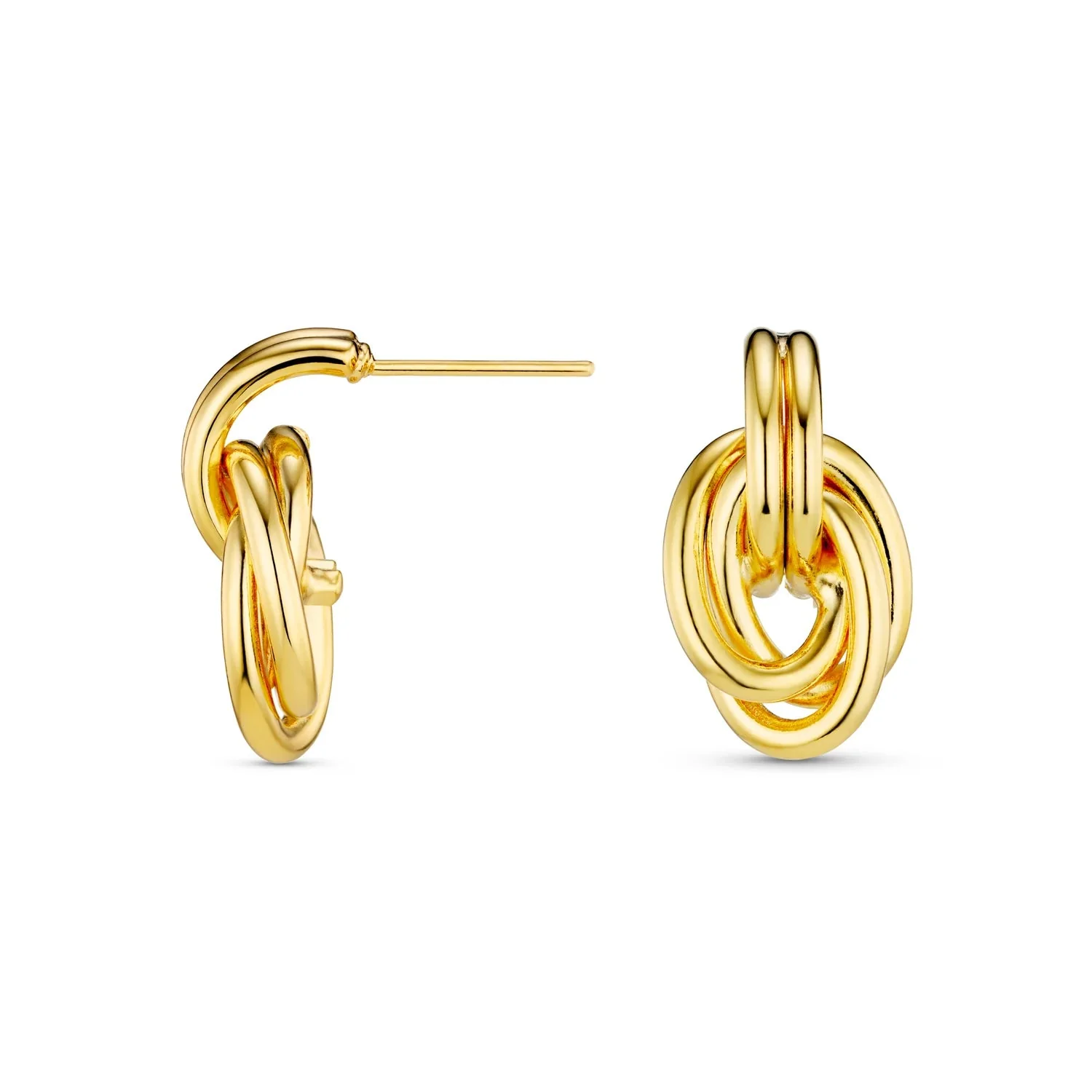 Interlocking Oval Drop Earrings Pale Gold