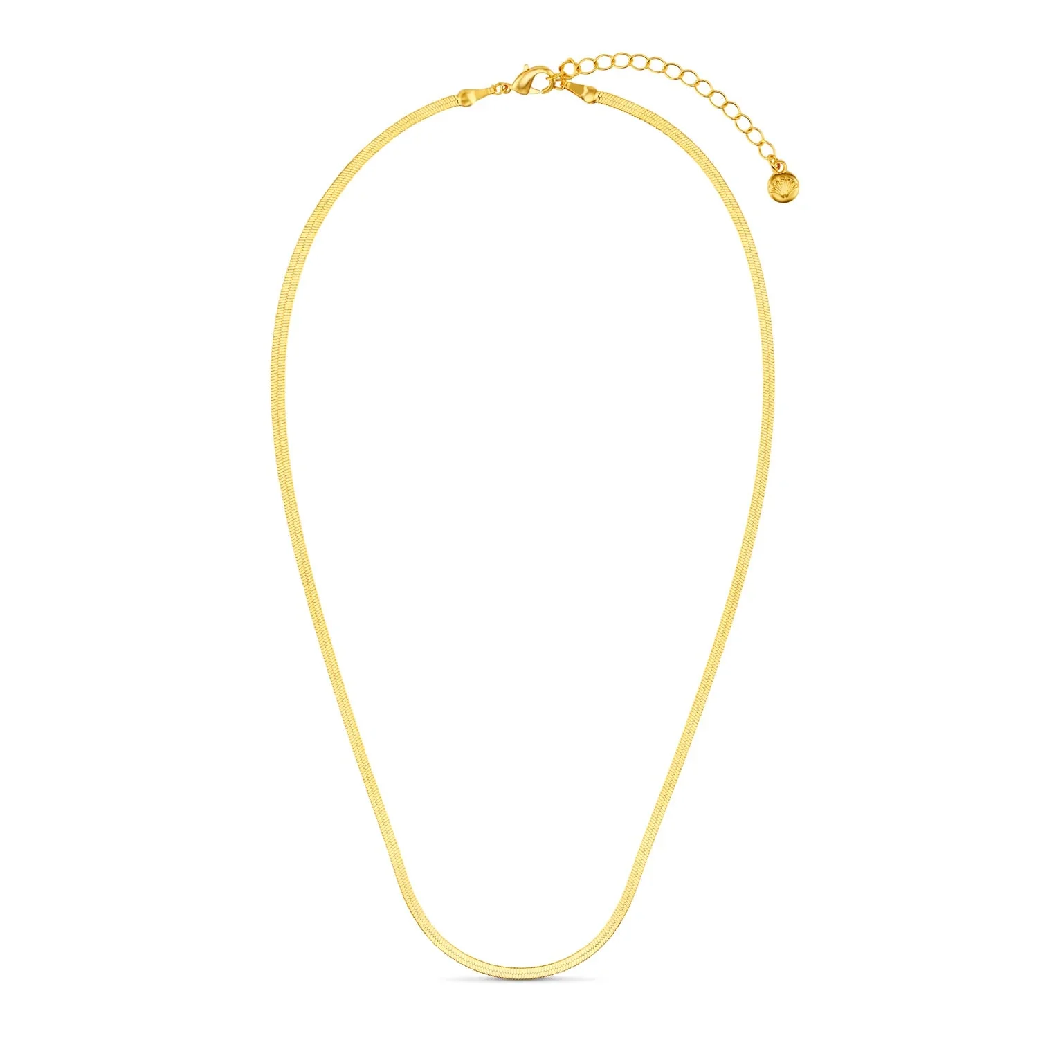 Flat Snake Chain Necklace 15" Pale Gold