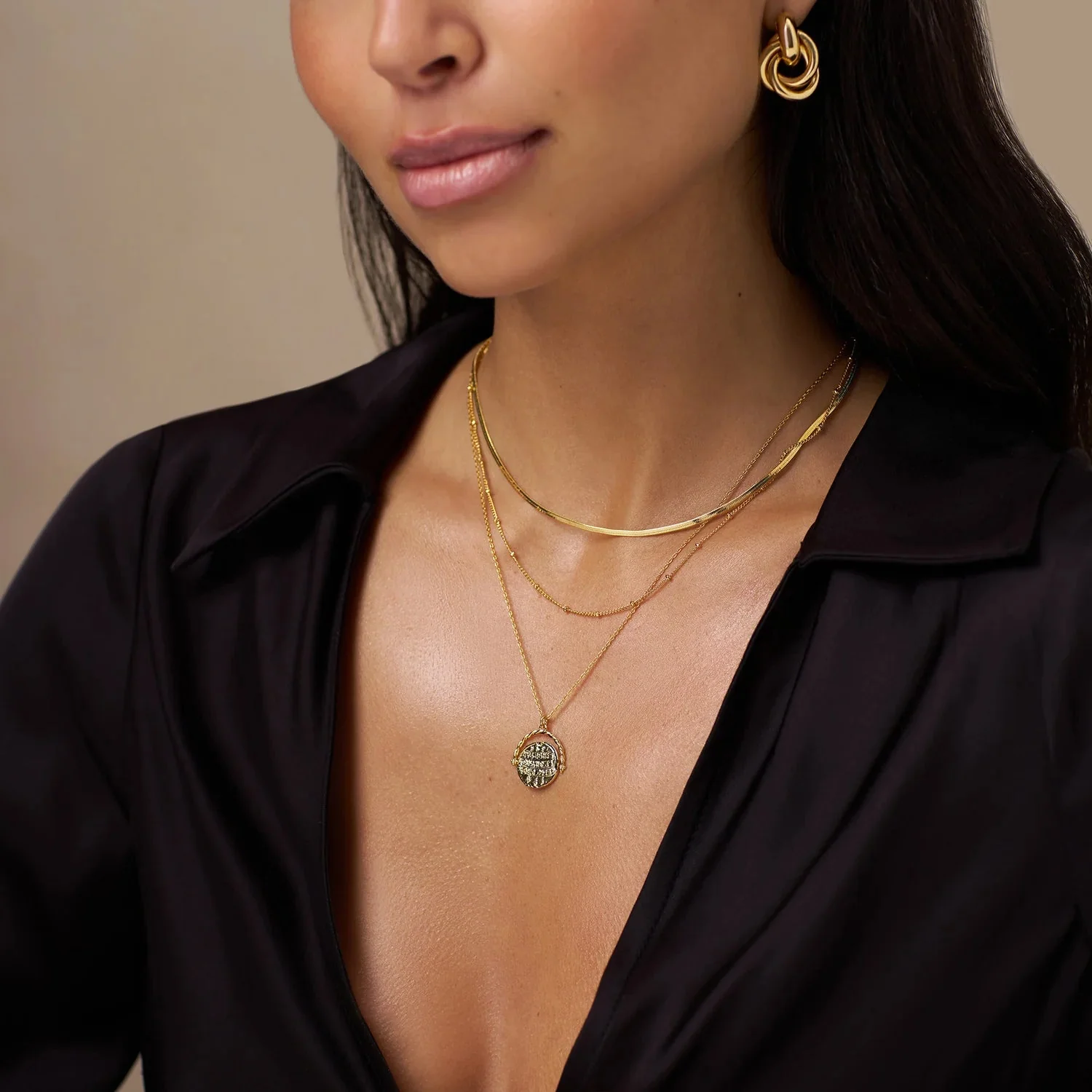 Flat Snake Chain Necklace 15" Pale Gold - Image 4