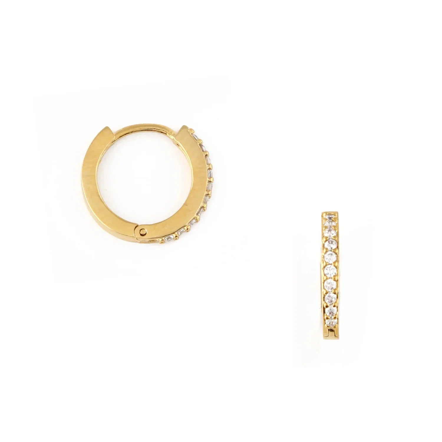 Mini Pave Huggie Hoop Earrings Crystal