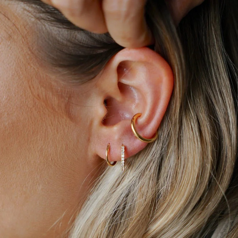 Mini Pave Huggie Hoop Earrings Crystal - Image 2
