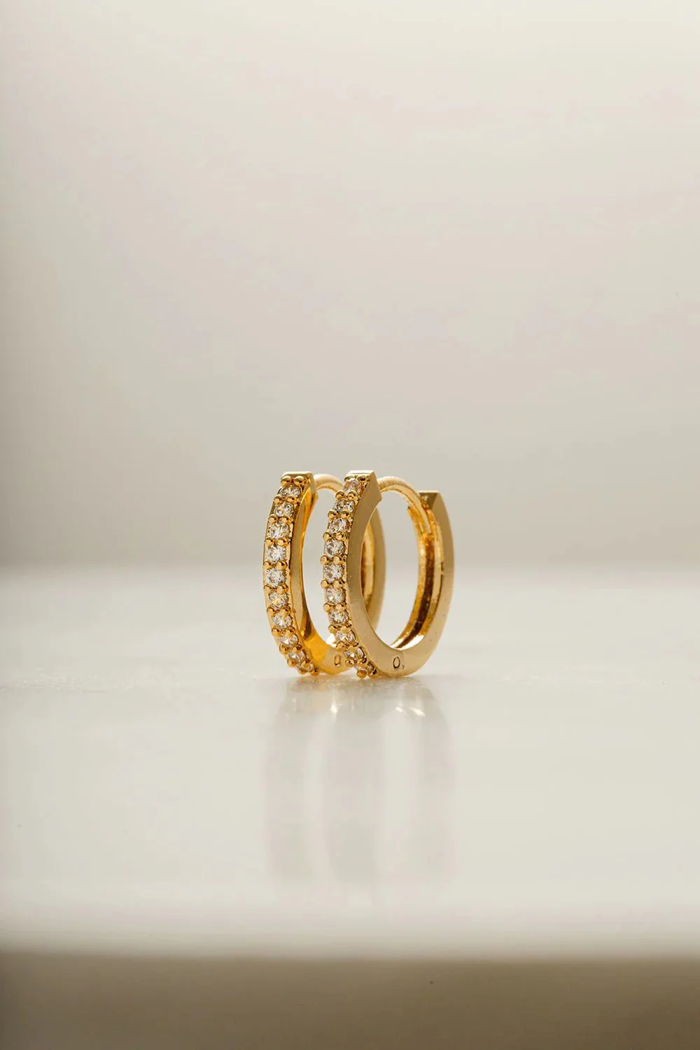 Mini Pave Huggie Hoop Earrings Crystal - Image 4