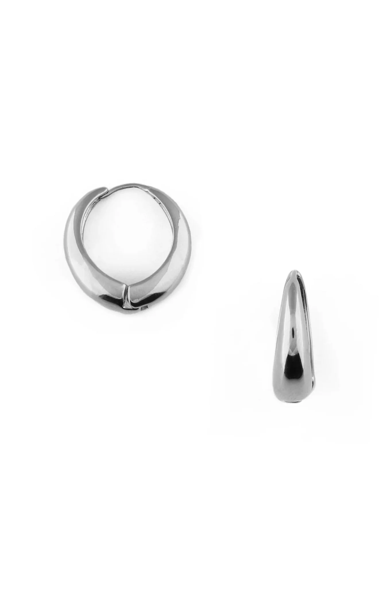 Large Tapered Hoop Earrings Silver