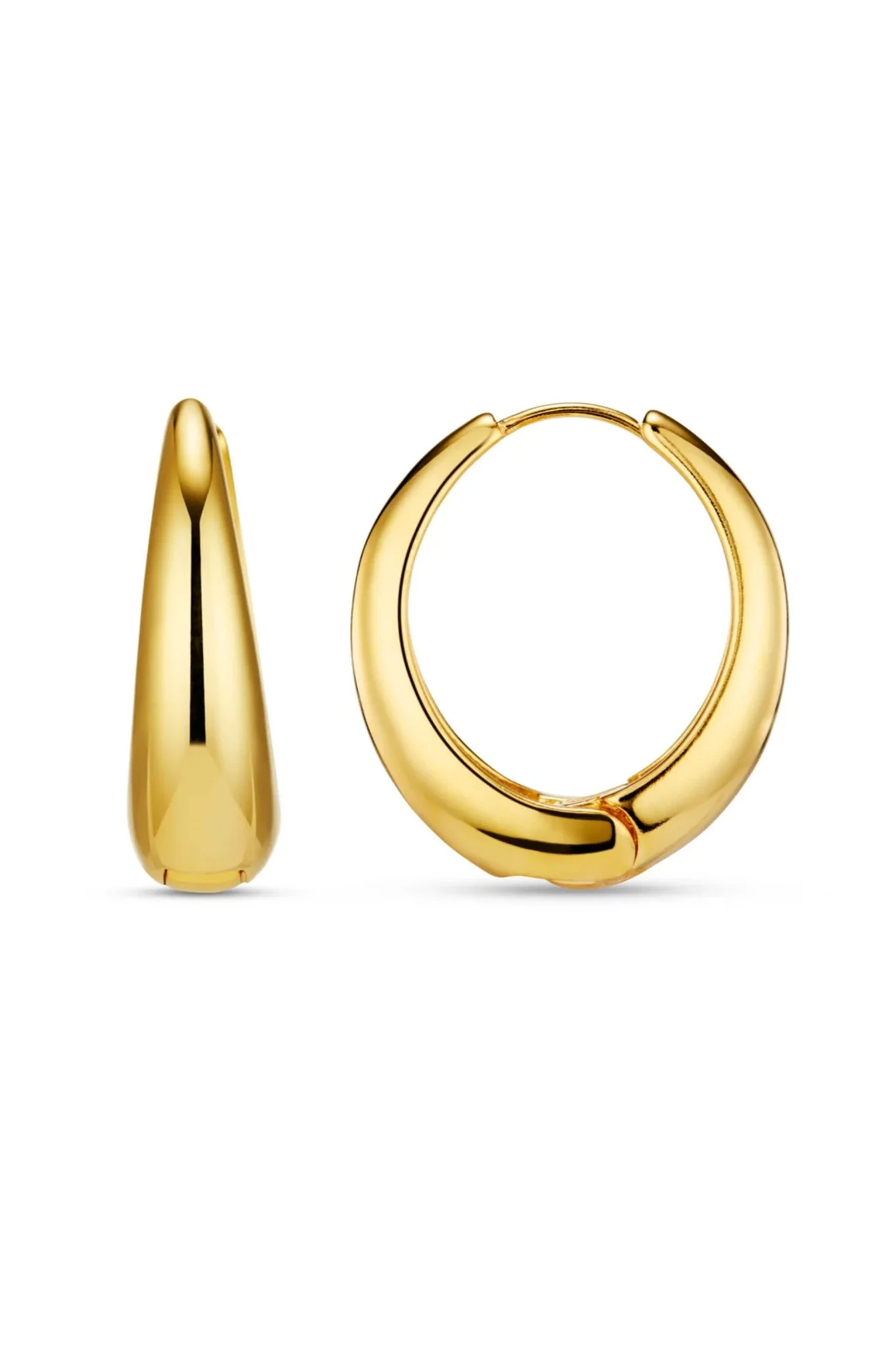 Large Tapered Hoop Earrings Pale Gold