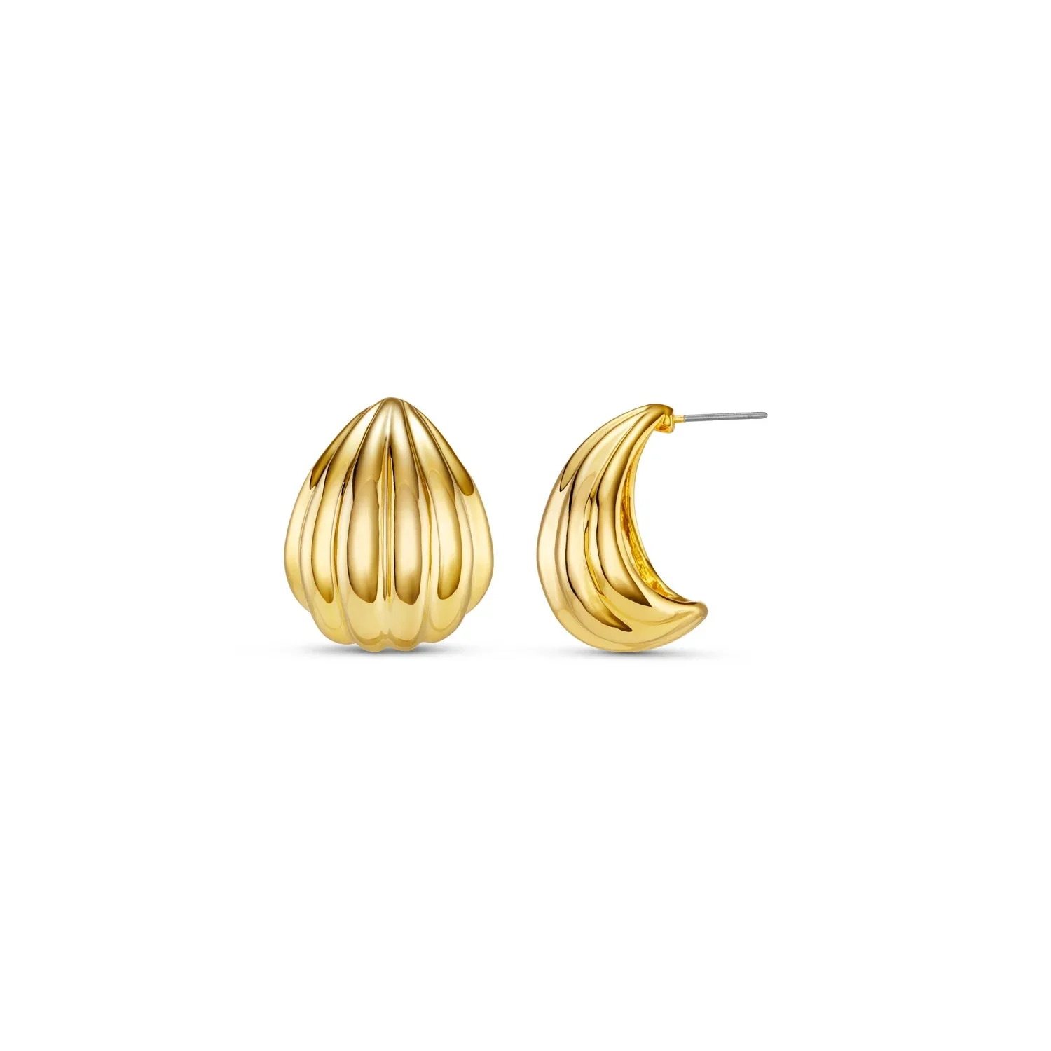 Statement Voluminous Curved Drop Earring Pale Gold