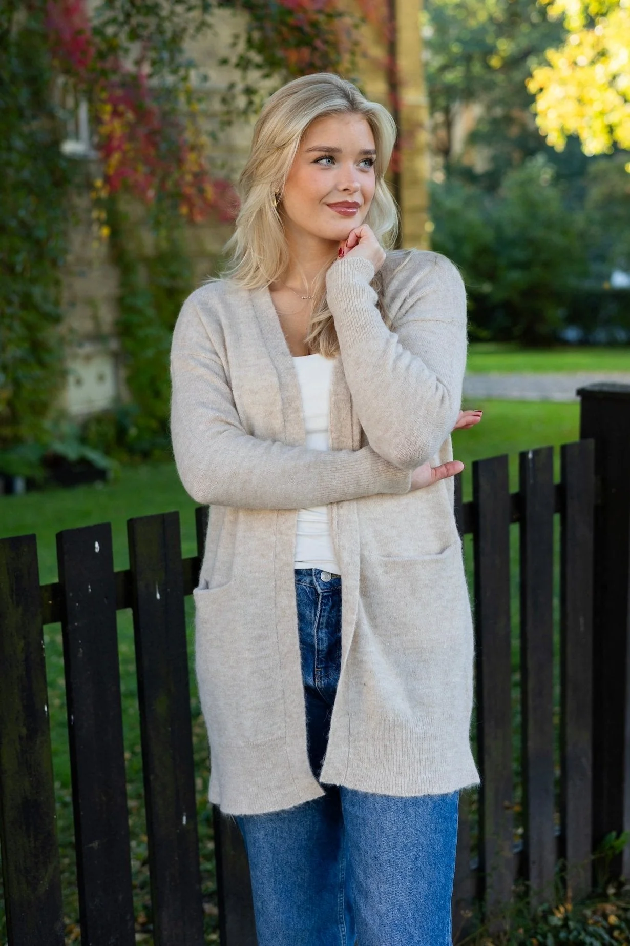 Lulu New Ls Knit Long Cardigan Birch Melange - Image 4