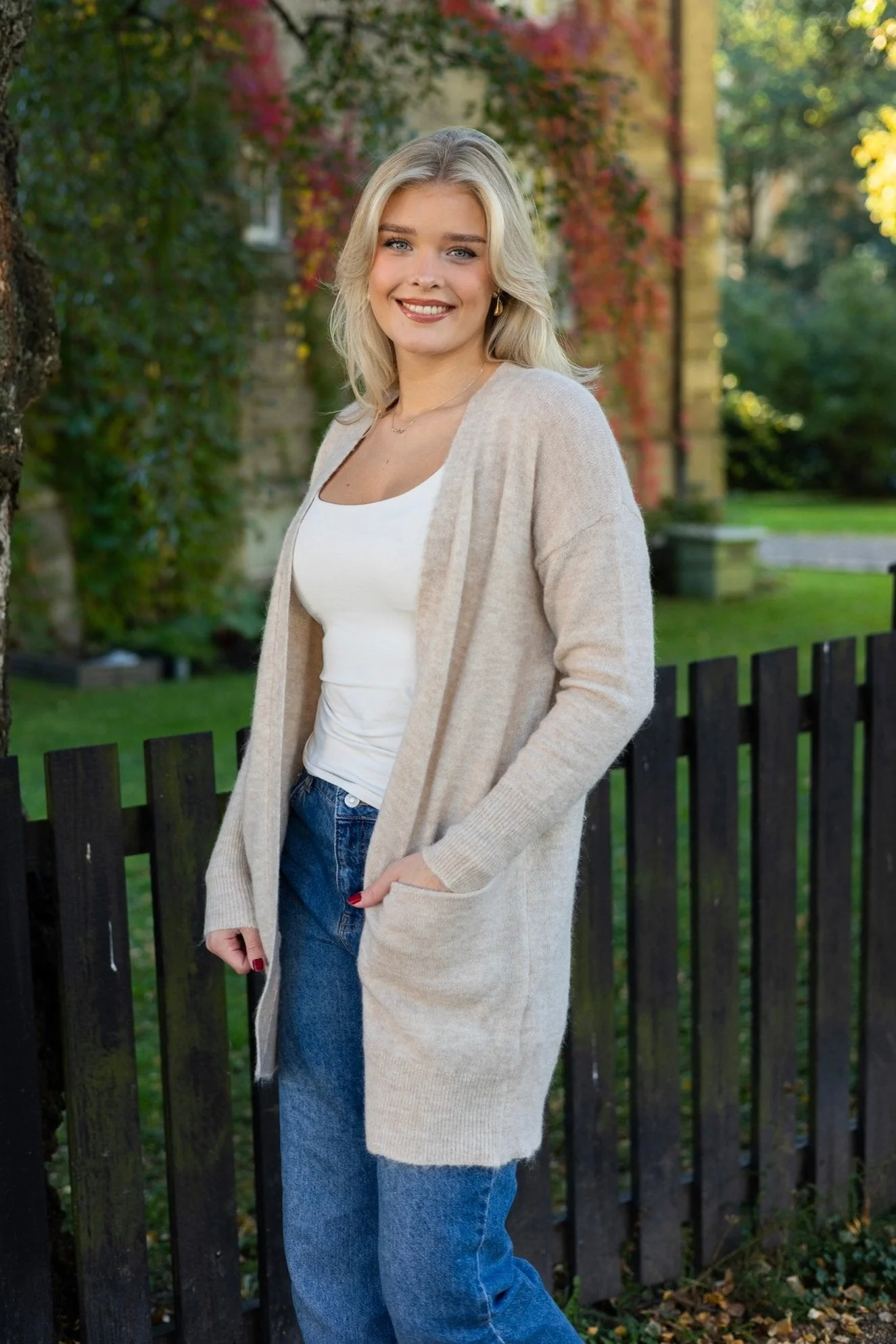 Lulu New Ls Knit Long Cardigan Birch Melange - Image 7