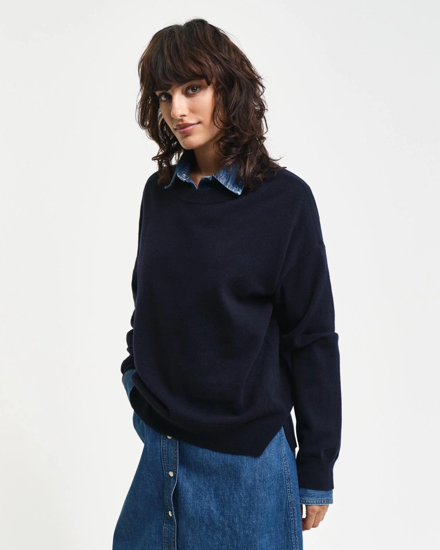 Superfine Lambswool Crew Neck Sweater Evening Blue - Image 5