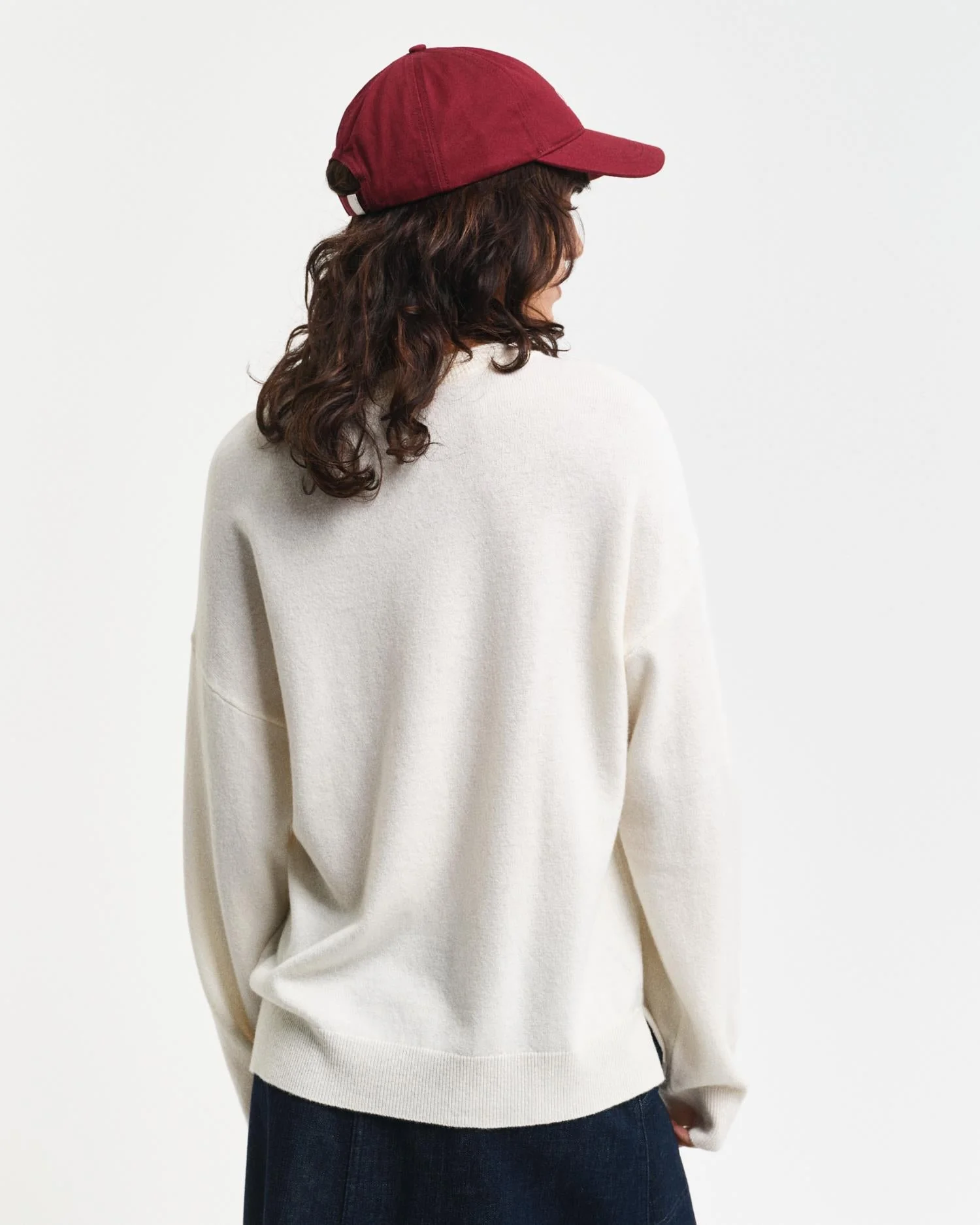 Superfine Lambswool Crew Neck Sweater Cream - Image 4