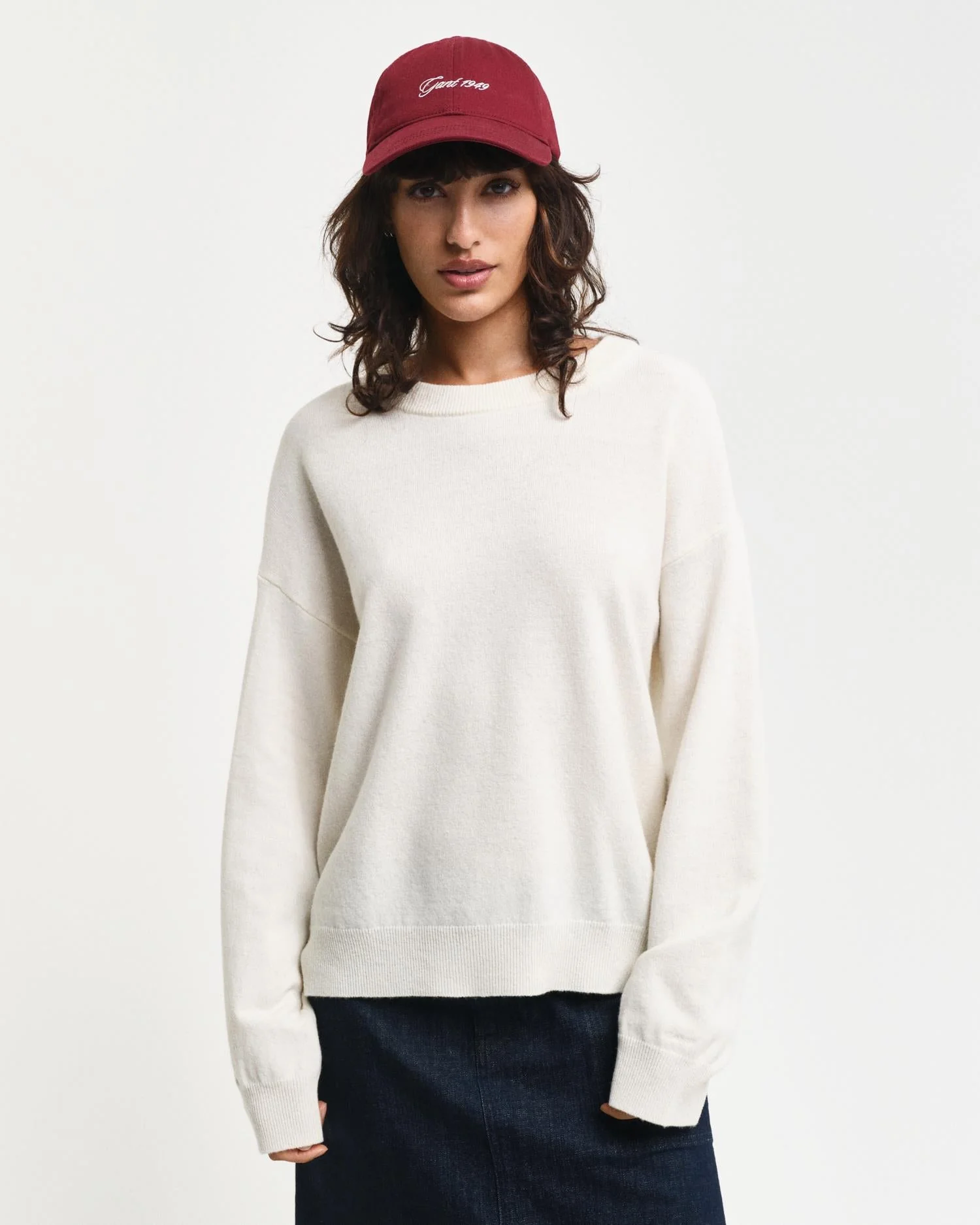 Superfine Lambswool Crew Neck Sweater Cream - Image 5