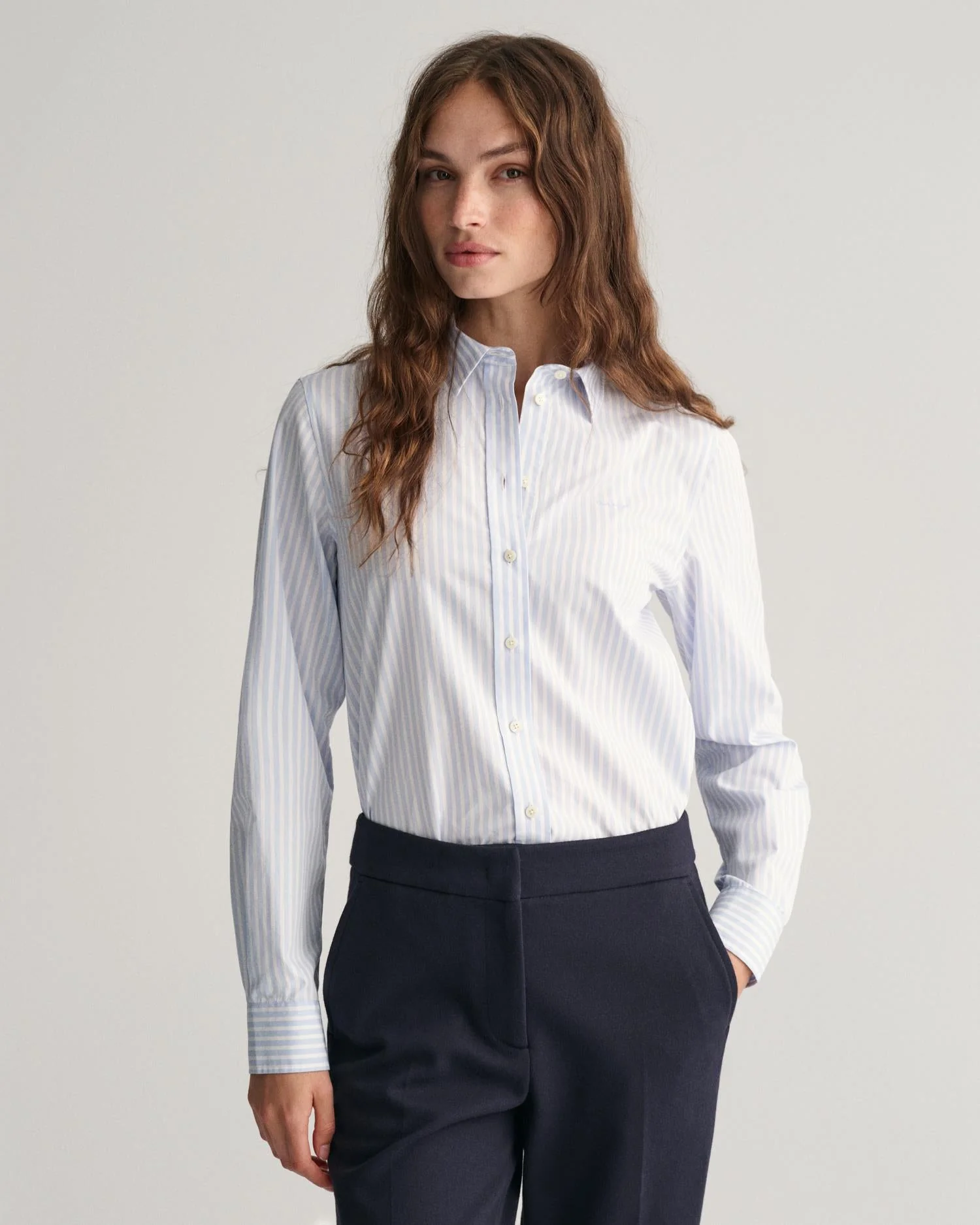 Regular Fit Striped Poplin Shirt Light Blue - Image 5